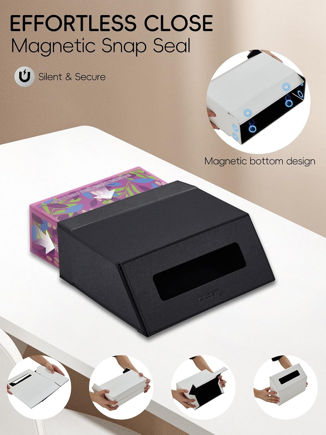 Hand Towel Box Cover Holder / Plain-stardust Black / Plain Style