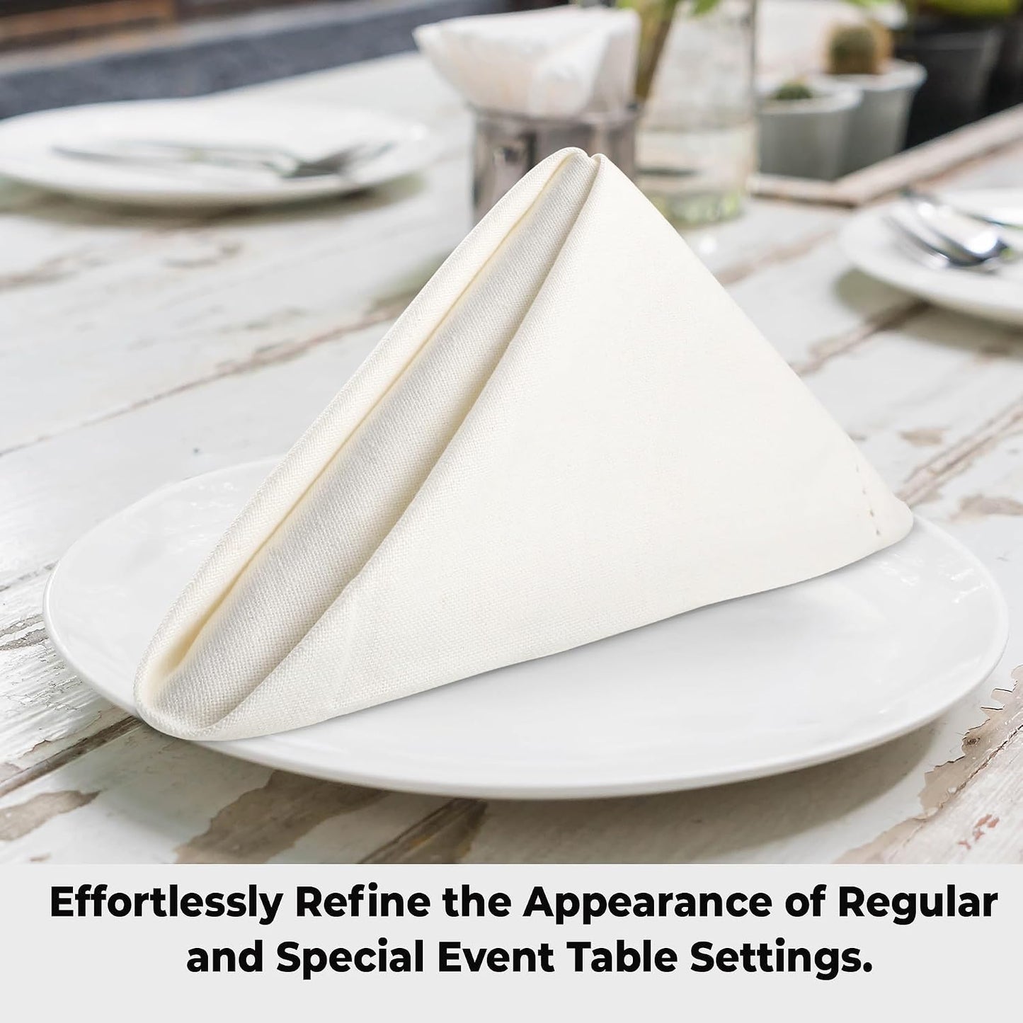 Urban Villa Hemstitch Cloth Dinner Napkins Cotton 20”x20” (Set of 6)- Ivory