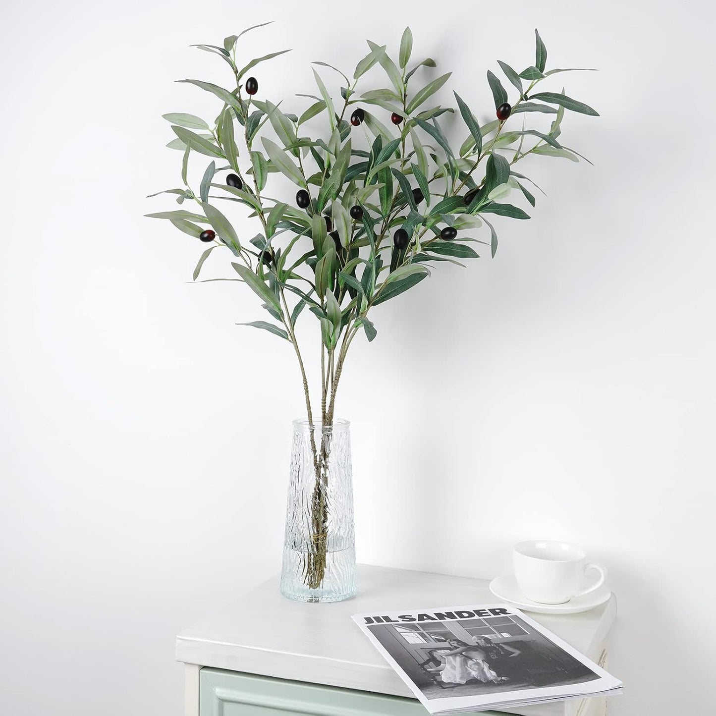 Artificial for Vase Fake Plants Olive Branch Leaves Long Stems / Olive Branches / 34 Inch / Set of 4