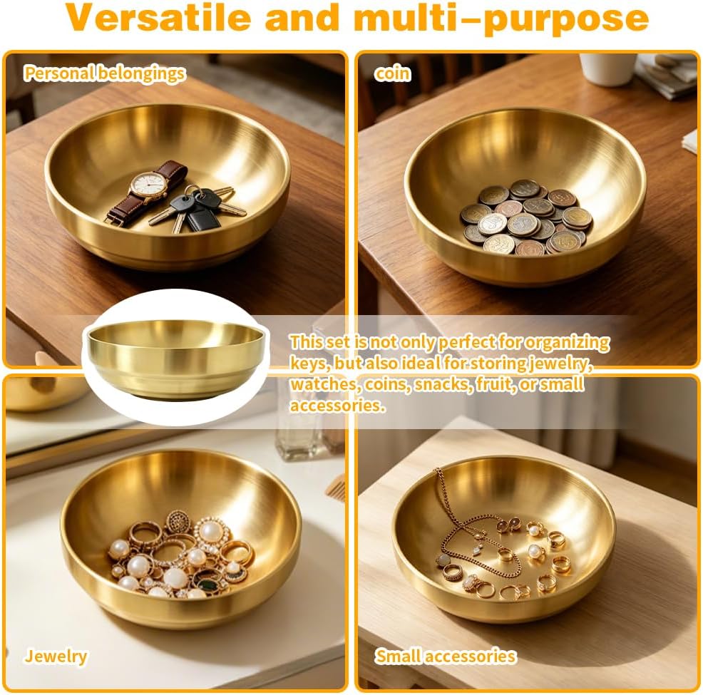 Key Bowl For Entryway Table Key Bowl Catch All Vowl Fruit Bowl / Gold