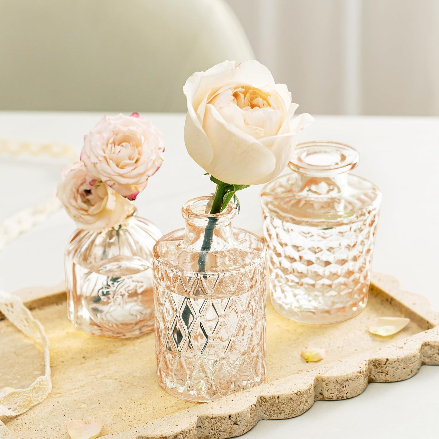 Clear Glass Bud Vase Pcs / Amber Gold / Set of 14