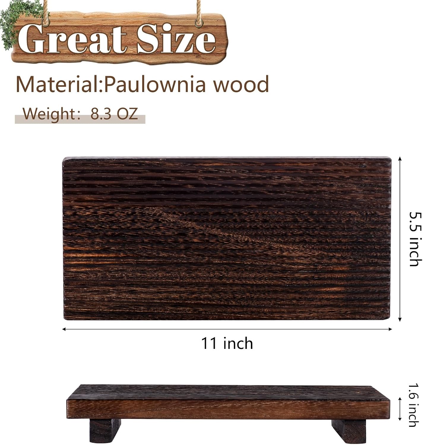 Bathroom Tray Farmhouse Decor Pedestal Stand Wood Riser Display / Drak Brown / 11 x 5.5 x 1.6
