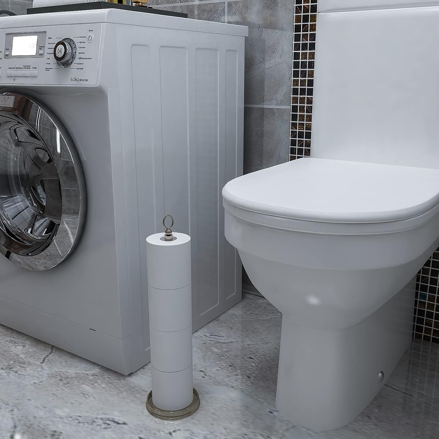 ROLABAM Heavy Weighted Toilet Paper Holder (with Reserve Function) Free Standing Toilet Paper Storage，Spare Toilet