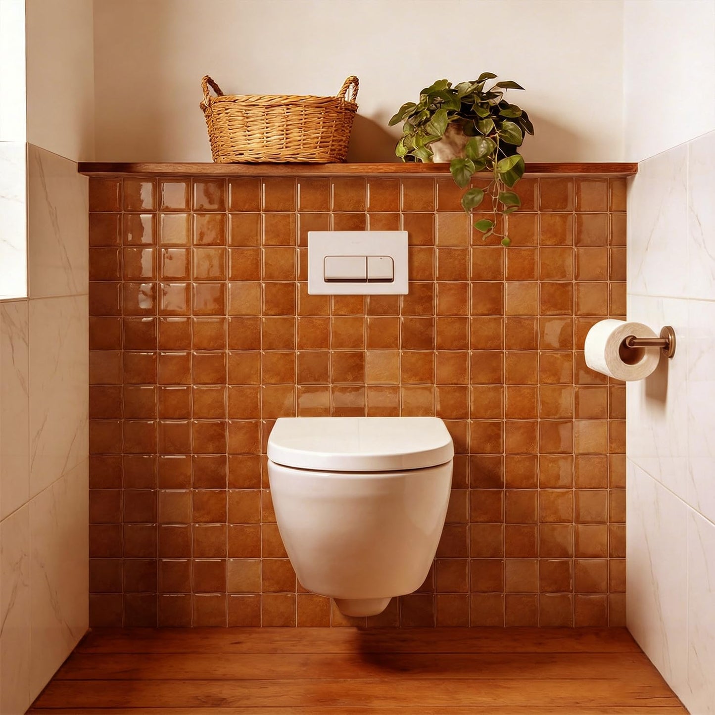 Pcs 3D Self Adhesive Wall Tile Sticker / Brown / 6 x 6 x 10 / Pcs