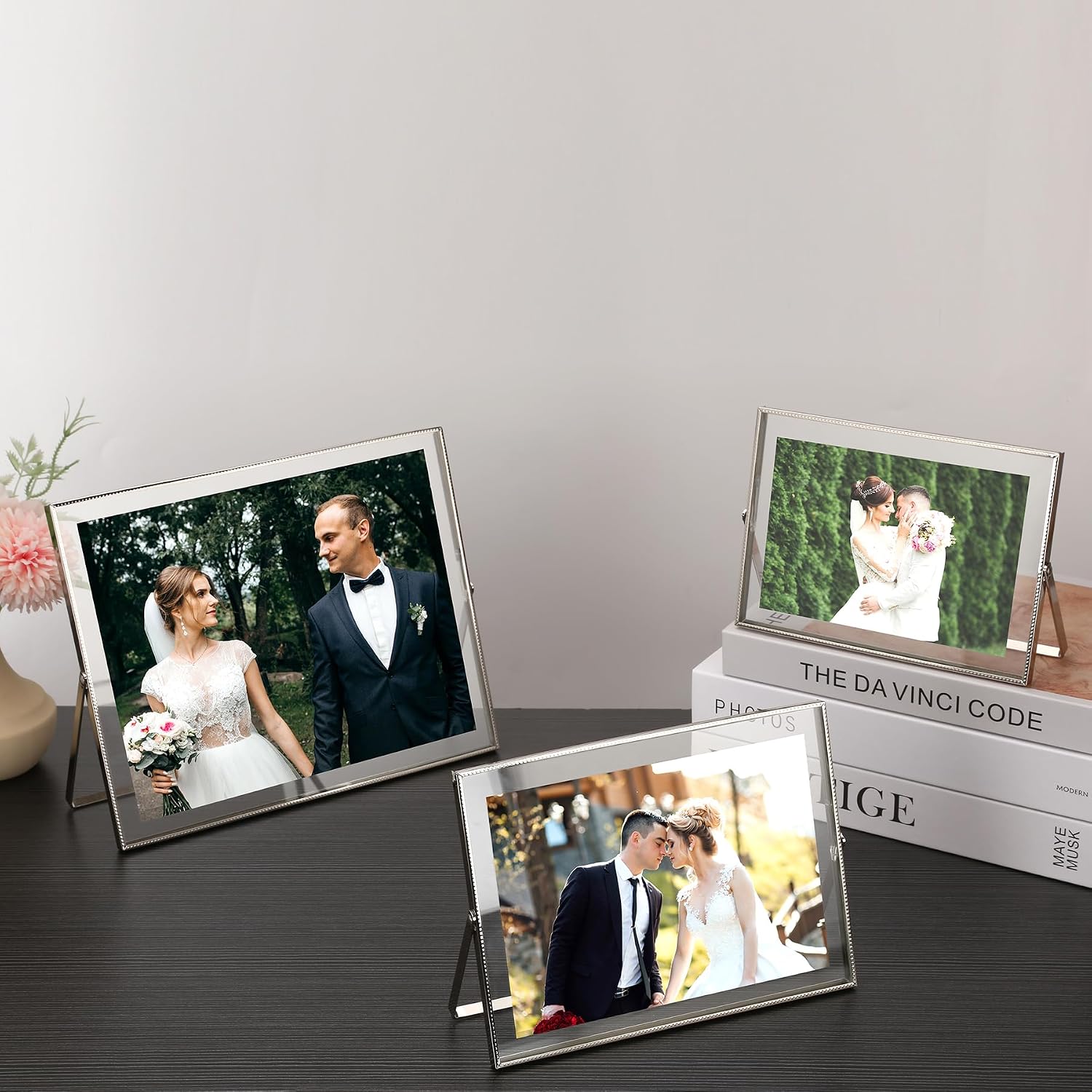 Silver 8×10"(Horizontal) Floating Picture Frames Set of 2,For Picture (7x9'',6x8'',5x7''),Tabletop Shelf Photo
