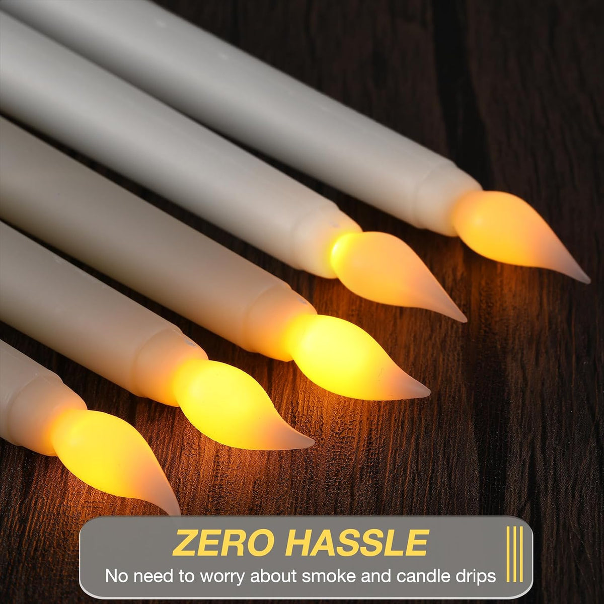 24 Pack Flameless Flicker Taper Candles Bulk with Remote and Timer, Battery Operated LED Warm White Taper Candles Light