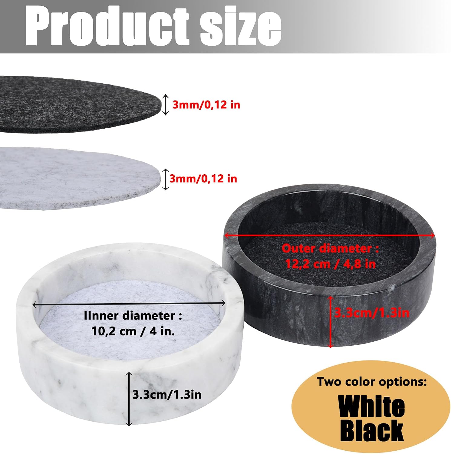 Small Round Marble Tray / White / 4.8 Inch
