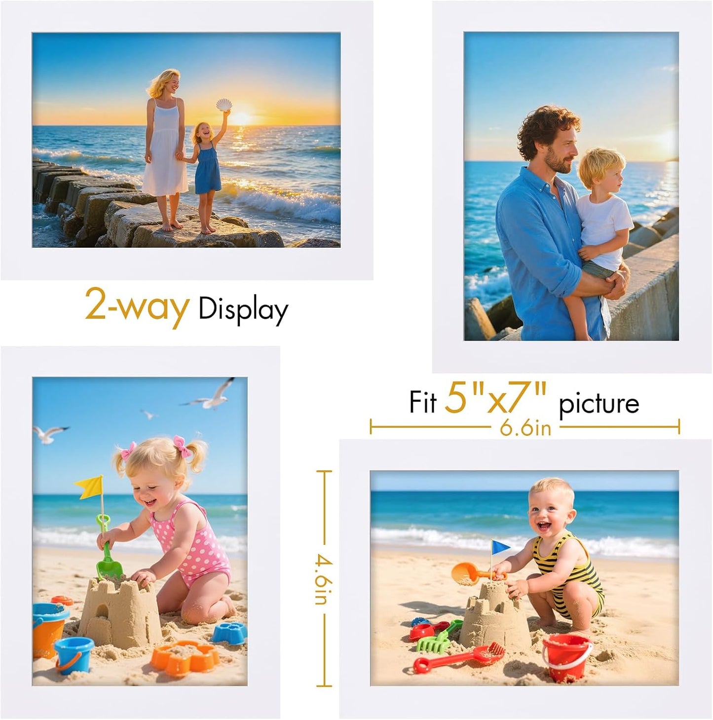 Wooden Photo Frame / White / 5 x 7