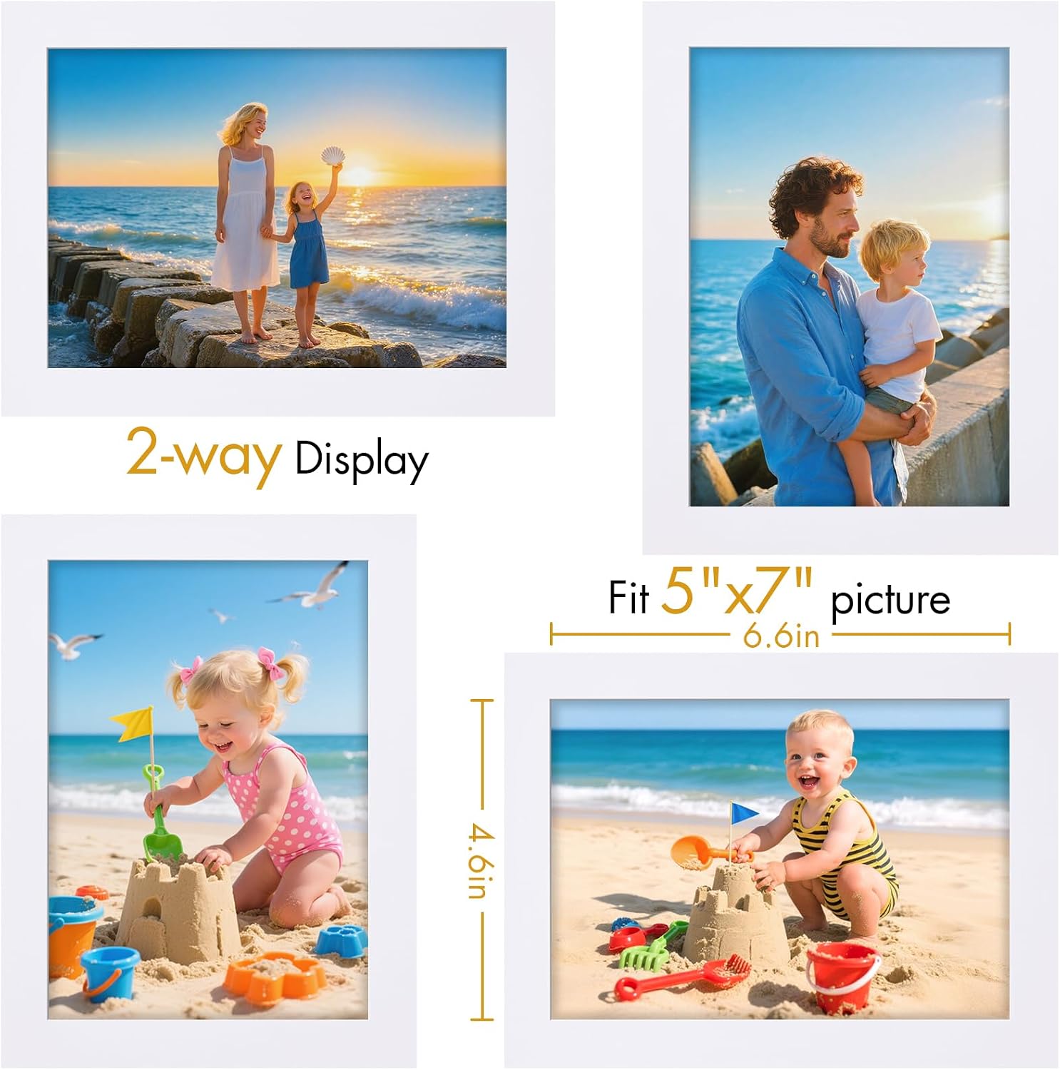 Wooden Photo Frame / White / 5 x 7