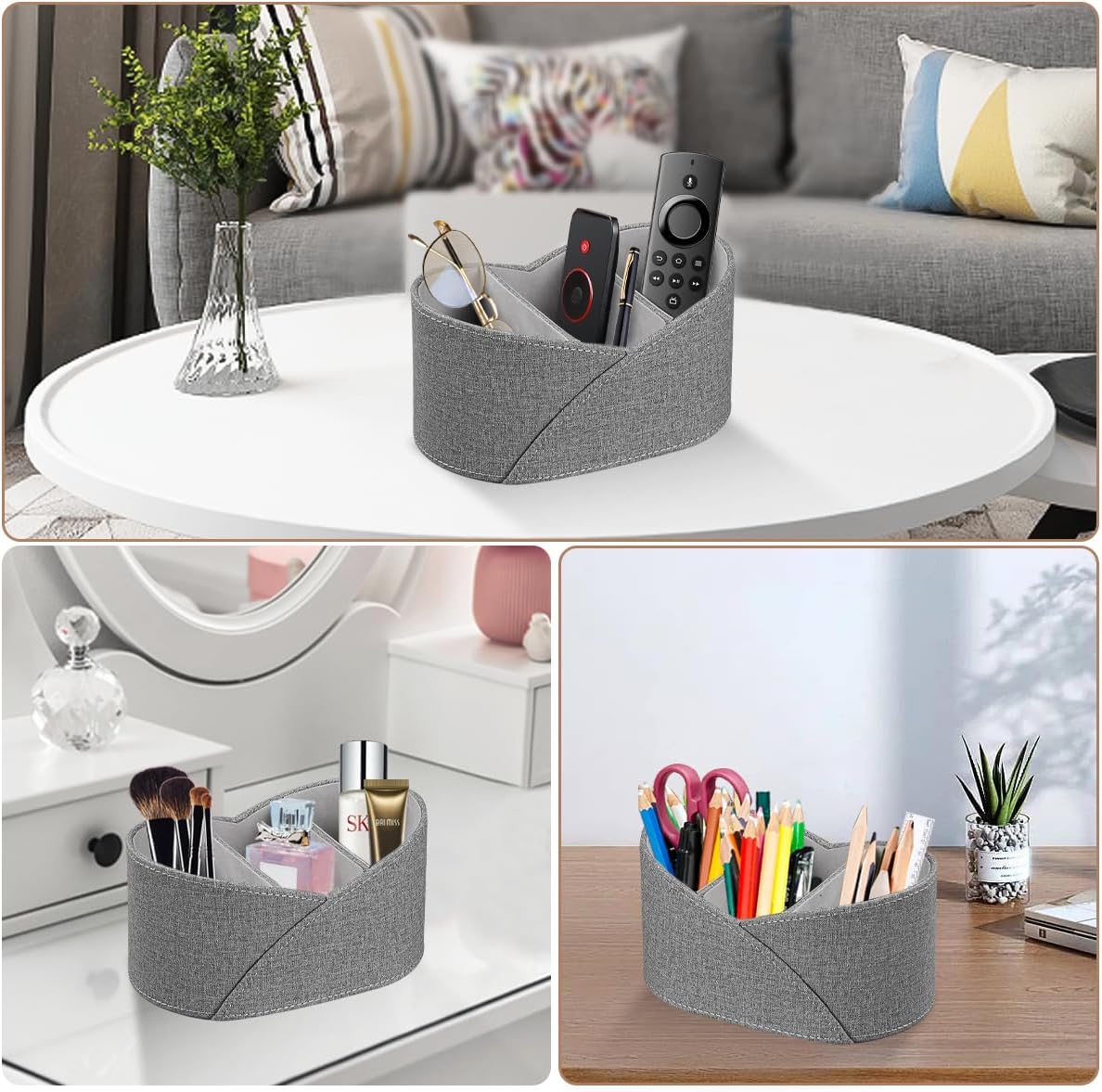 PU Leather Remote Control Holder / Remotes Holder / Grey
