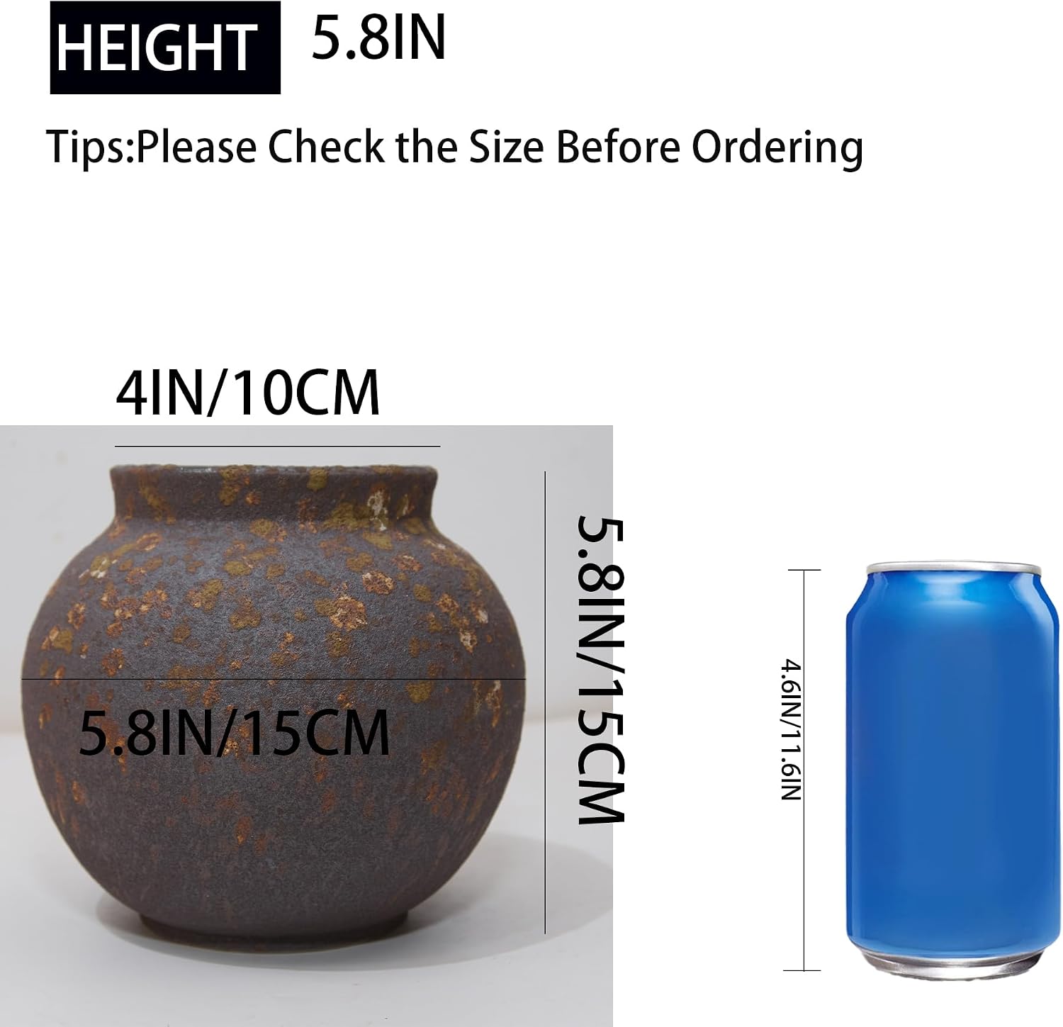 Small Round Ceramic Vase / Brown-1 / 5.8