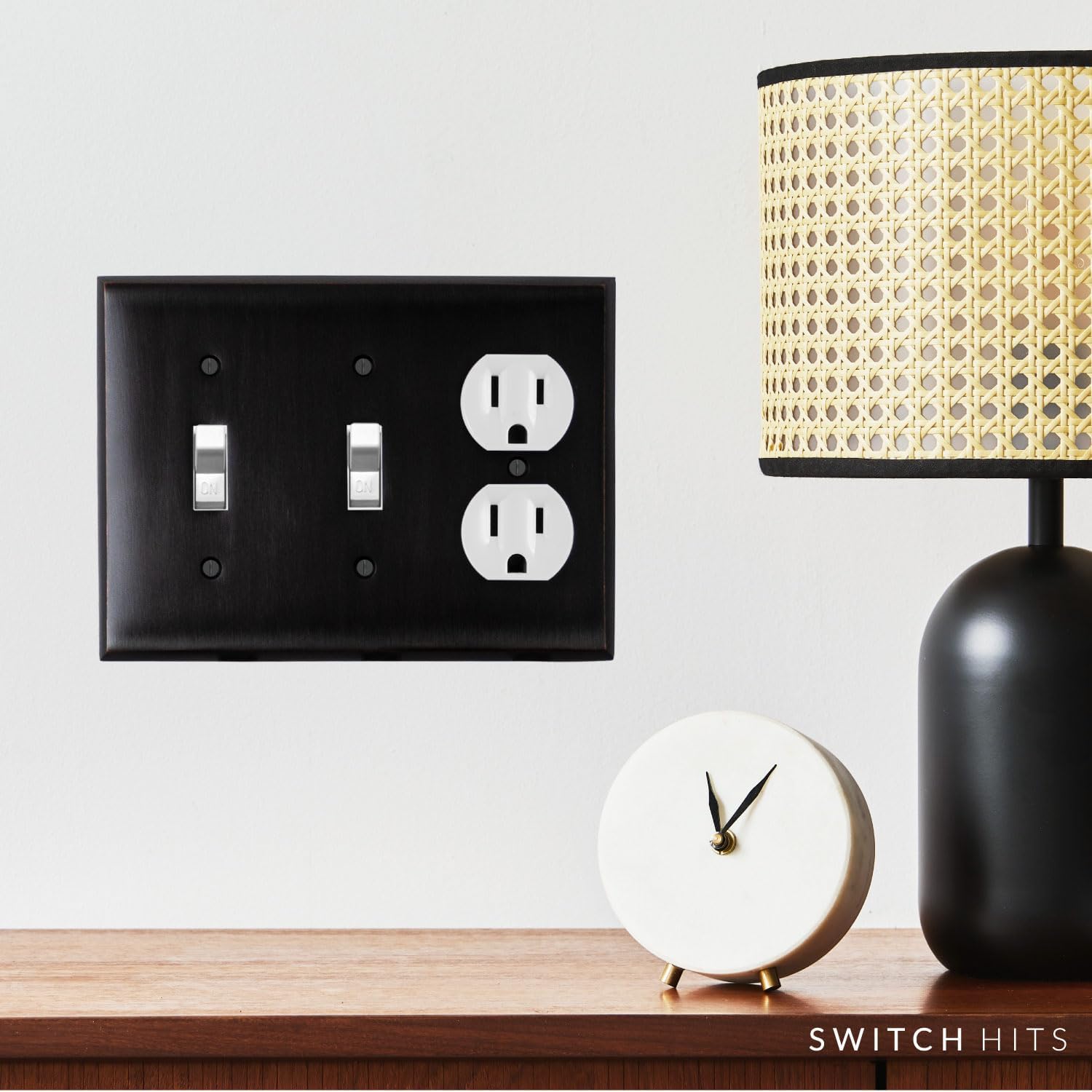 Double Light Switch Plate Outlet Cover GFCI Decorative Wall Plate | 2 Toggle - 1 Duplex Oil Rubbed Bronze Electrical