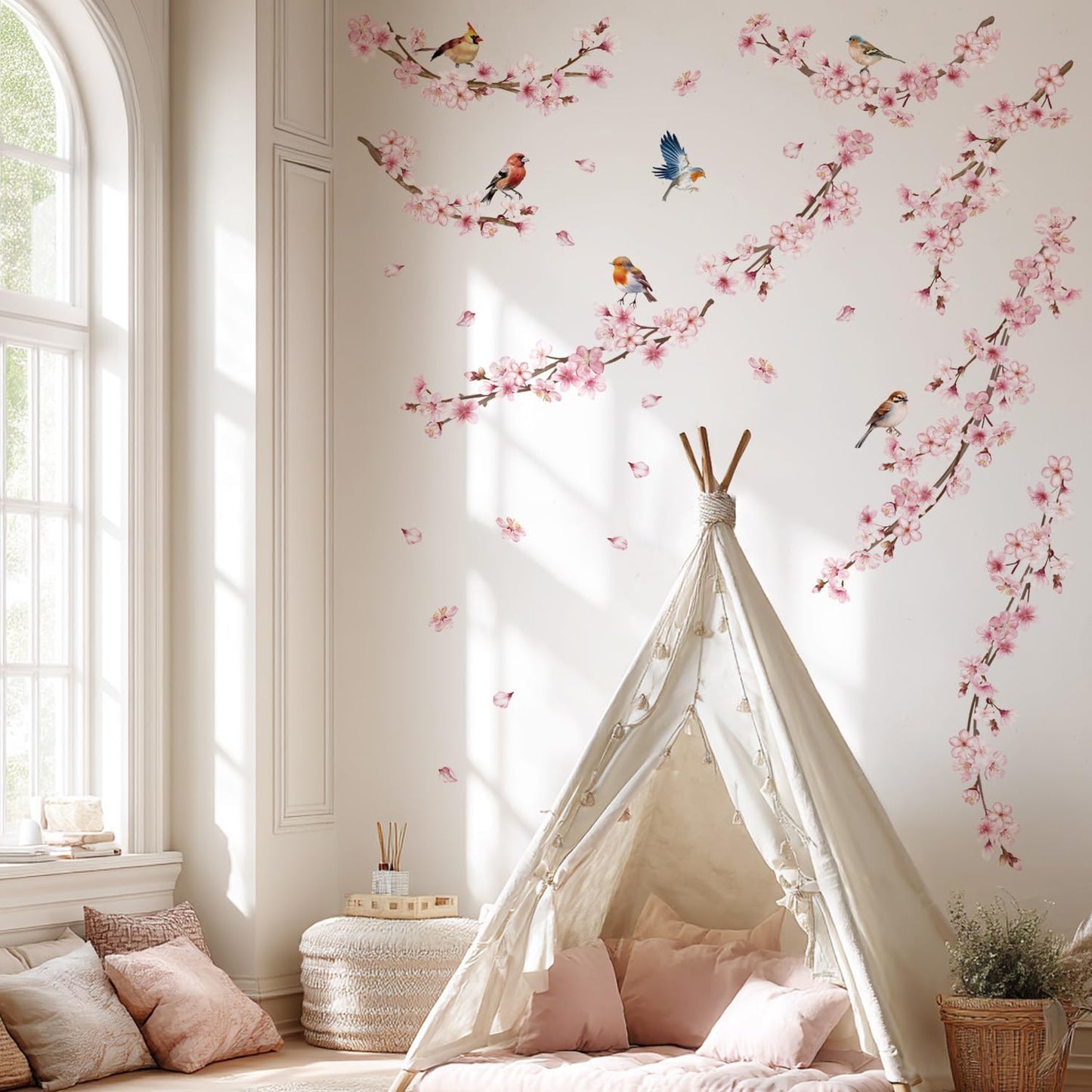 Vine Flowers / Cherry Blossom Wall Decals / Pink