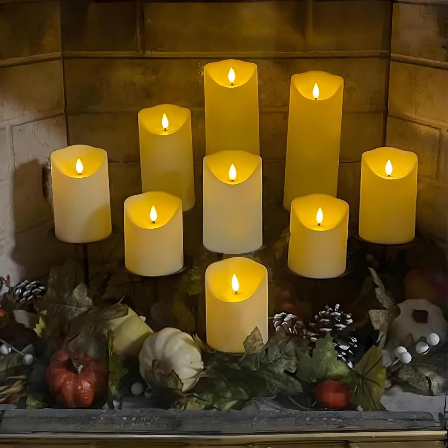 Fo32won Flameless Flickering Candles with Remote Timer, Set of 6 Ivory Led Battery Operated Candles for Home Decor Xmas