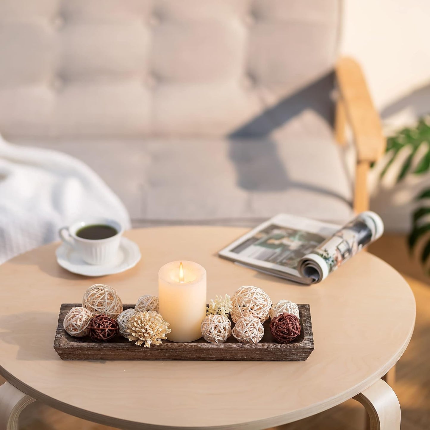 Wooden Tray for Candle Decorative