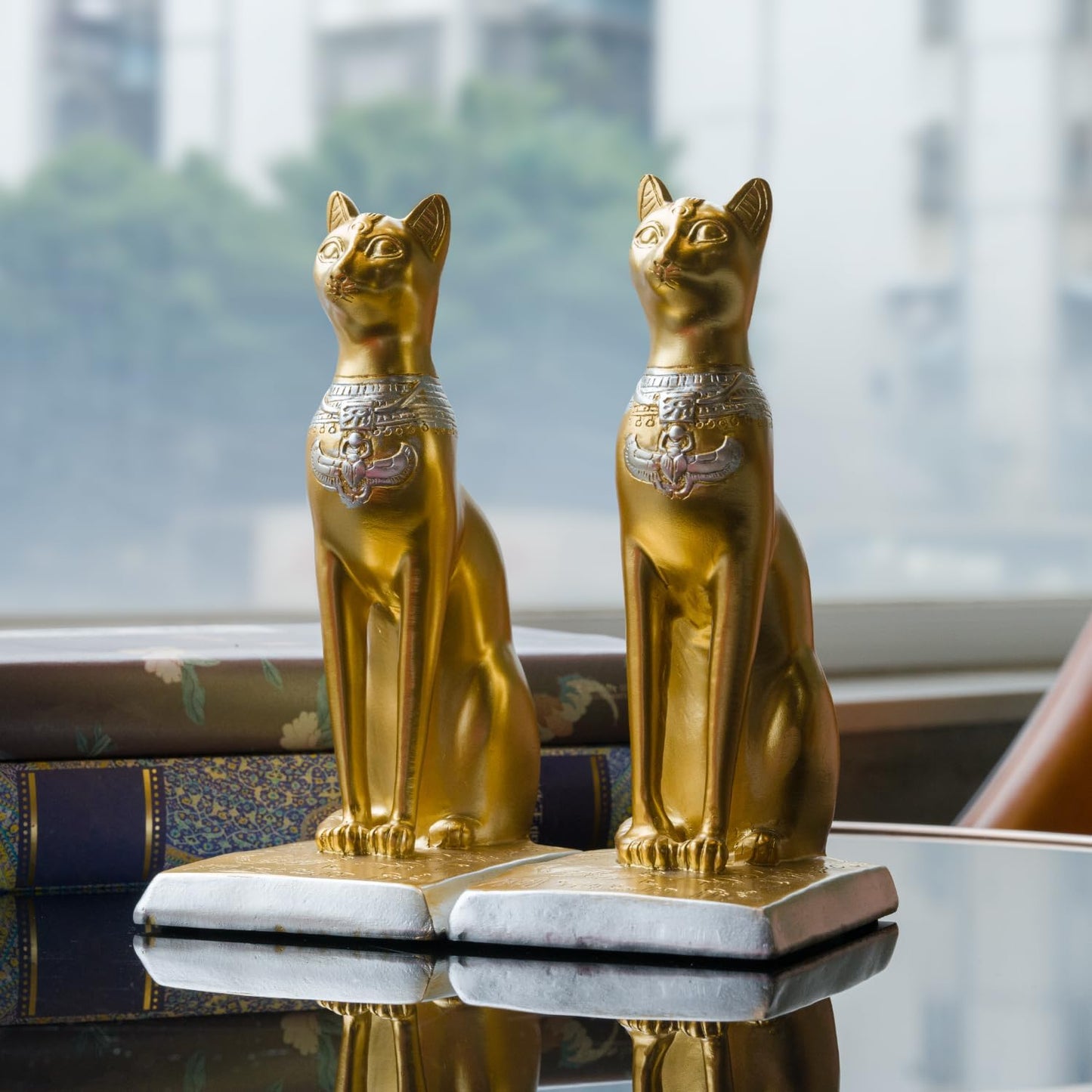 Vintage Antique Heavy Duty Egyptian Cat Hold Books Collectors / Gold
