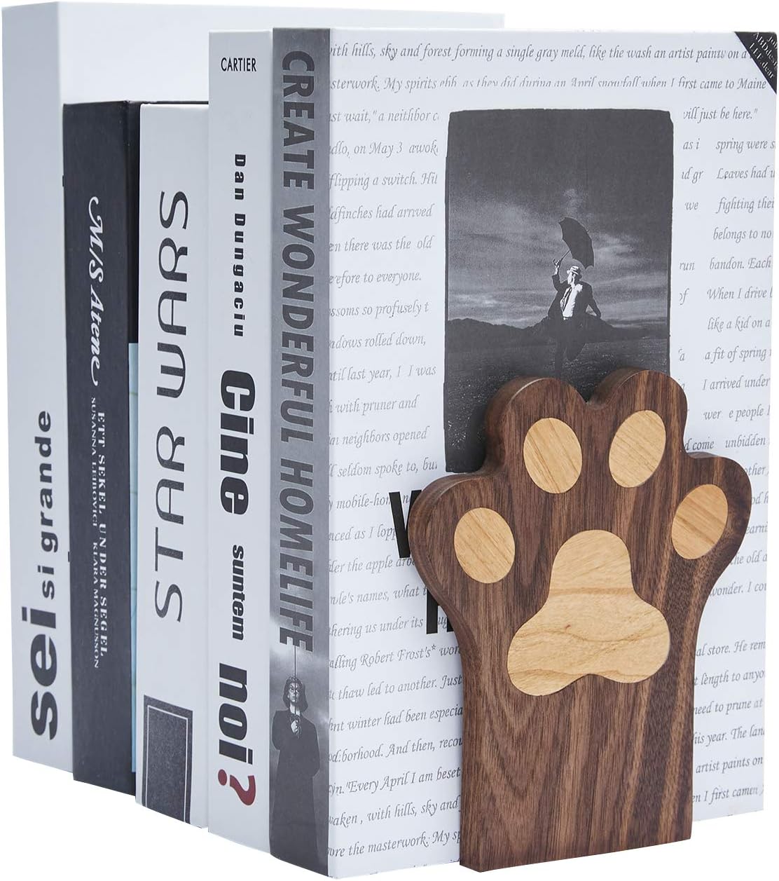 Paw Bookends / Non-Skid Bookend / Paws-walnut
