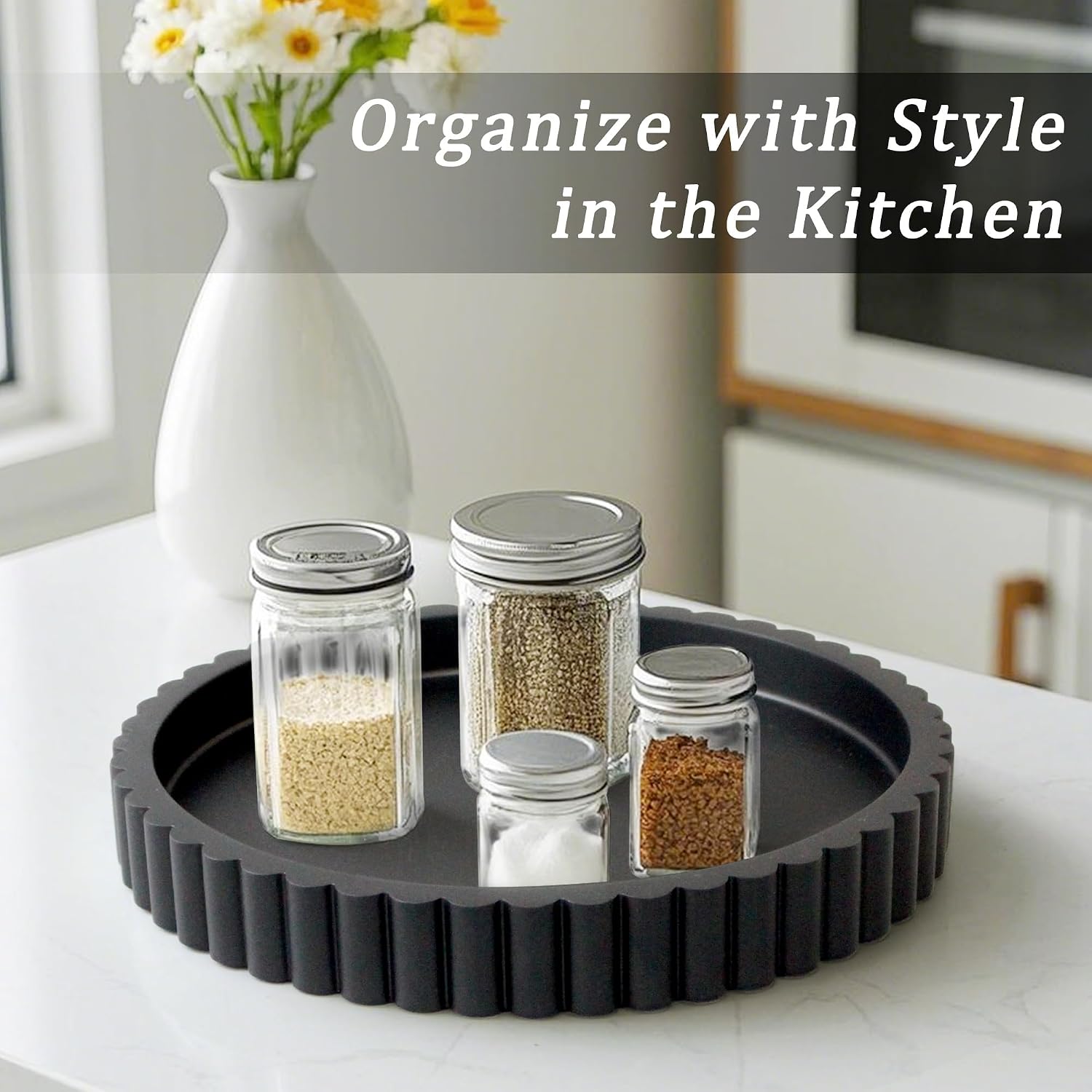 Modern Organizer / Decorative Coffee Table Tray / Black