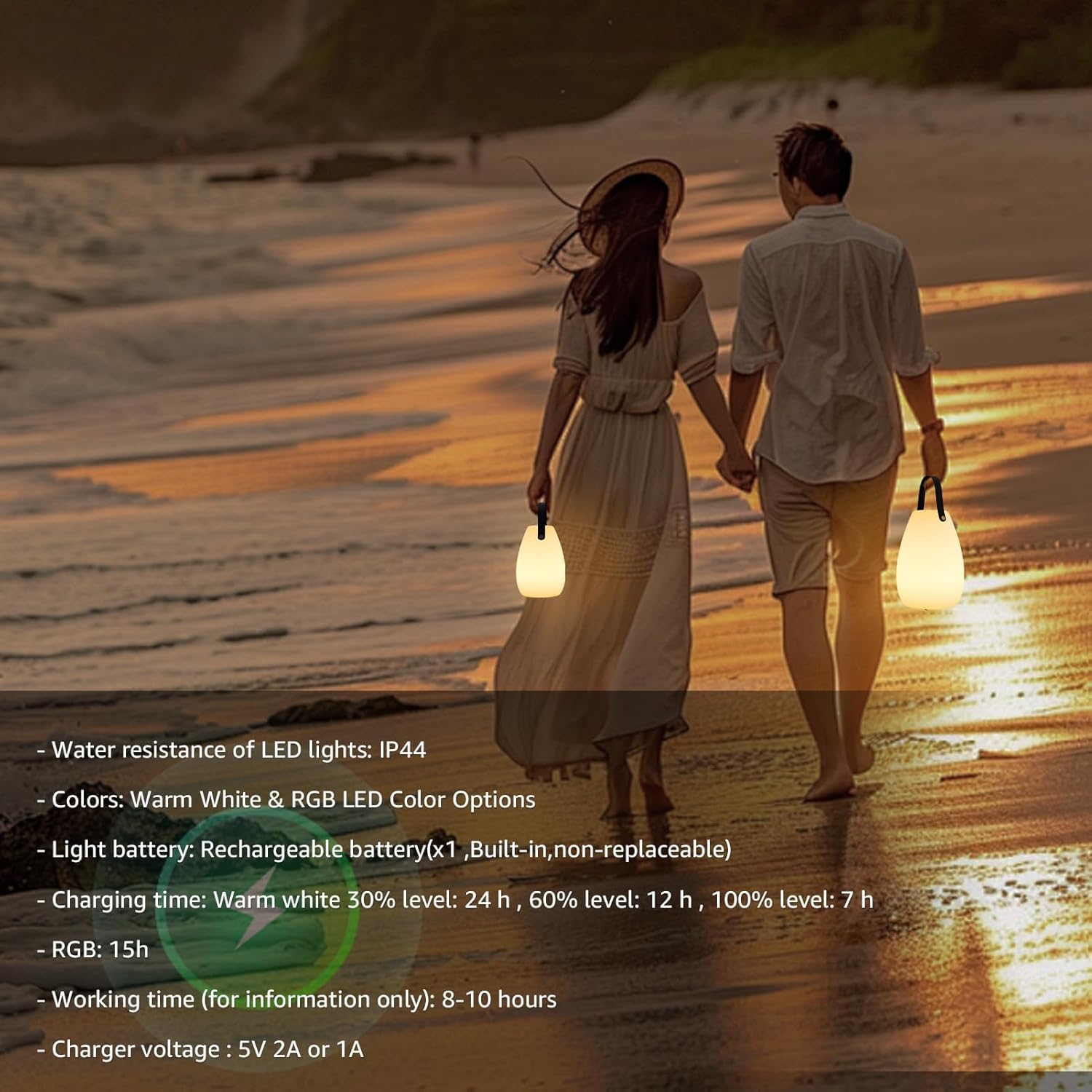 uuffoo 2 Pack Rechargeable Portable Table Lamp with Remote | Cordless RGB Lantern, Decorative LED Night Light, IP44