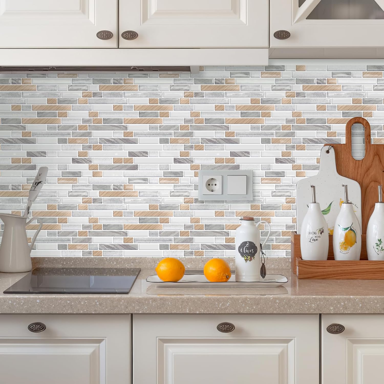10-Sheet Peel and Stick Backsplash / Wood Grain / 12 x 12 / Set of 10