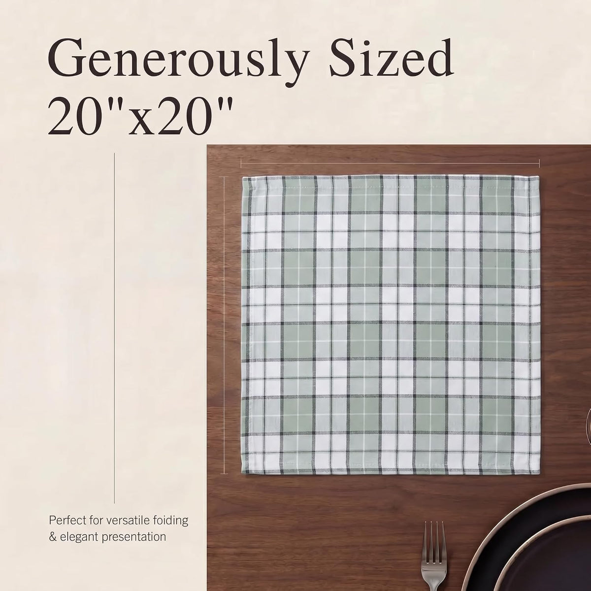 Urban Villa Cloth Napkins Cotton 20x20 (Set of 12) Majestic Checks