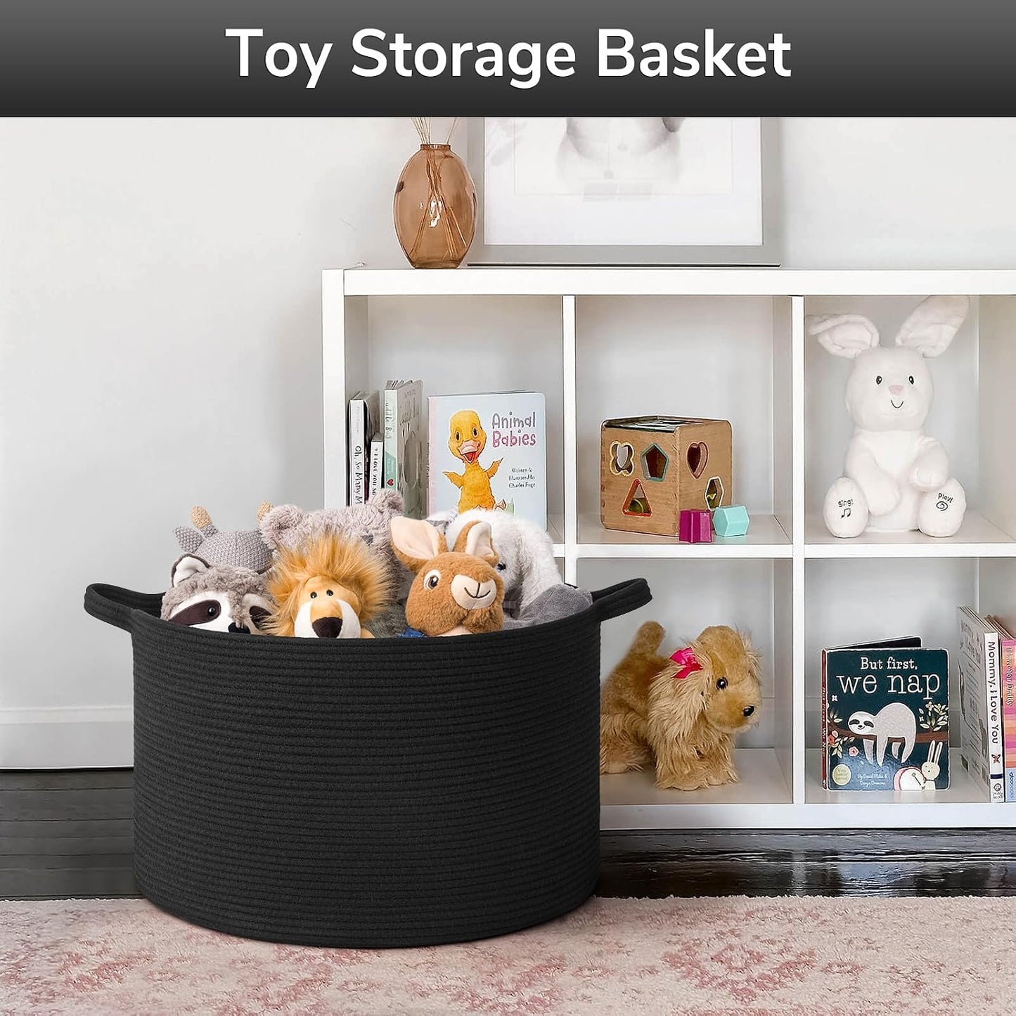 Woven Storage Baskets / Black / 19.7 x 19.7 x 12.6