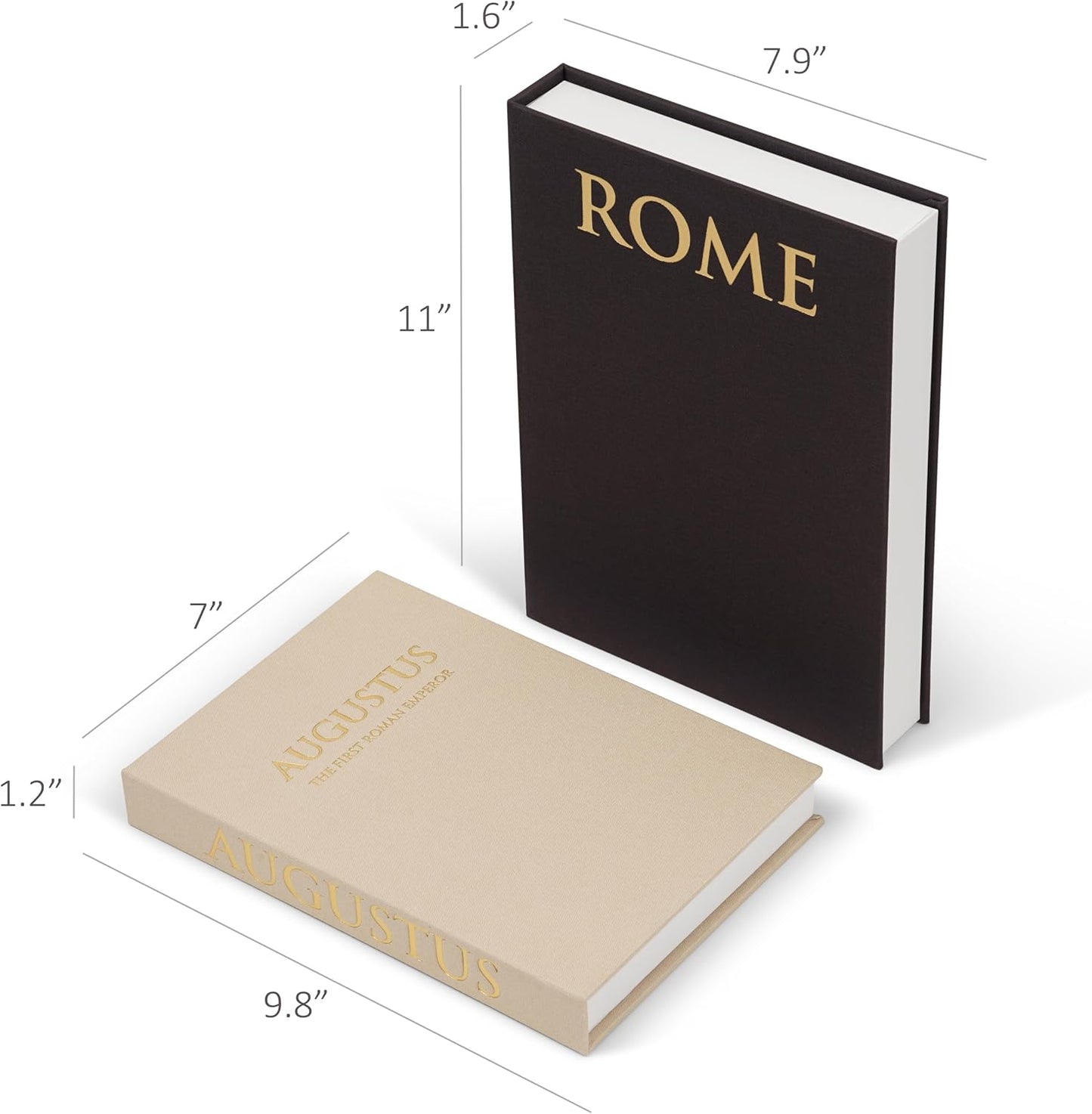 Faux Books for Decoration / Beige and Graphite / Set of 2
