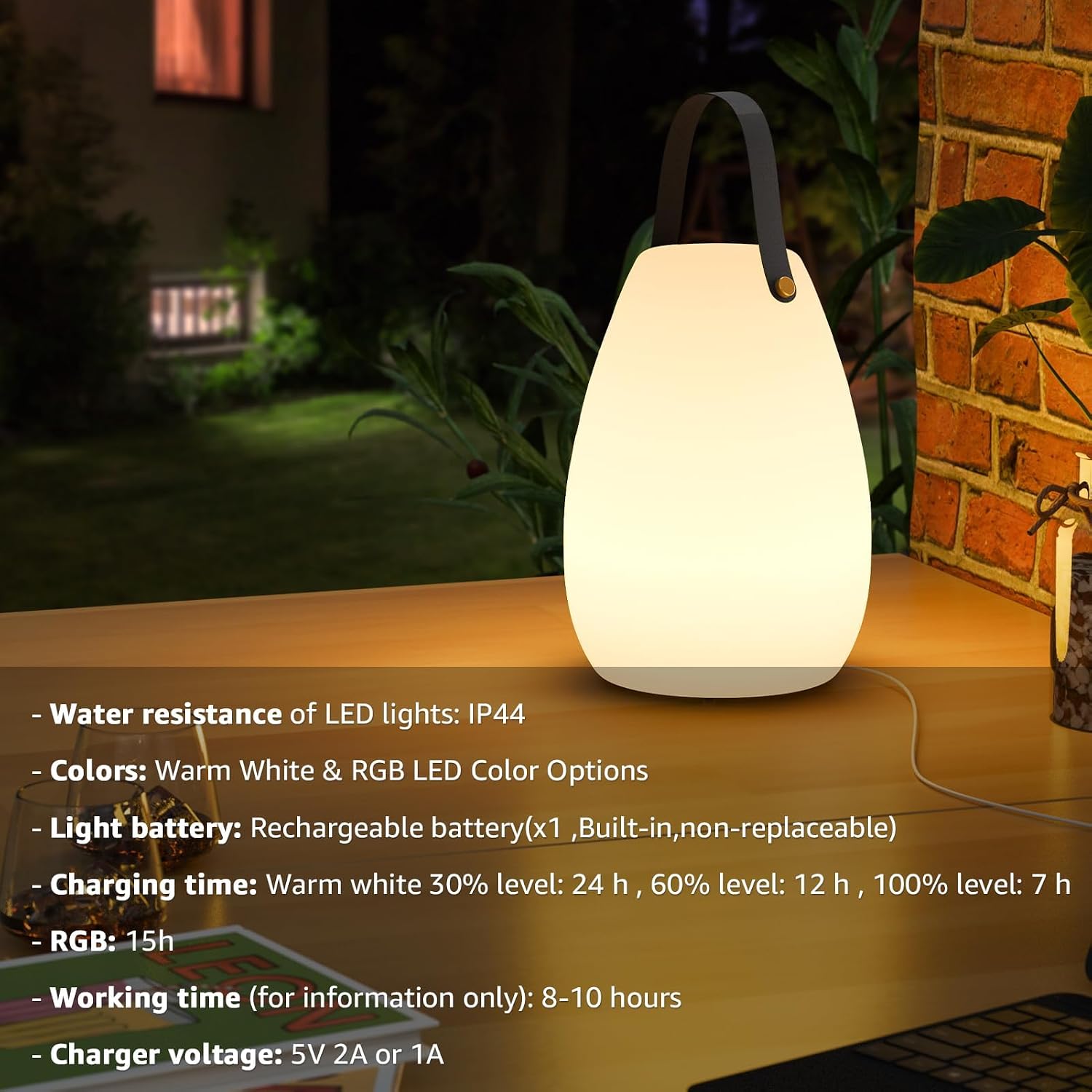 uuffoo Rechargeable Portable Table Lamp with Remote | Cordless RGB Lantern, Decorative LED Night Light, IP44 Waterproof