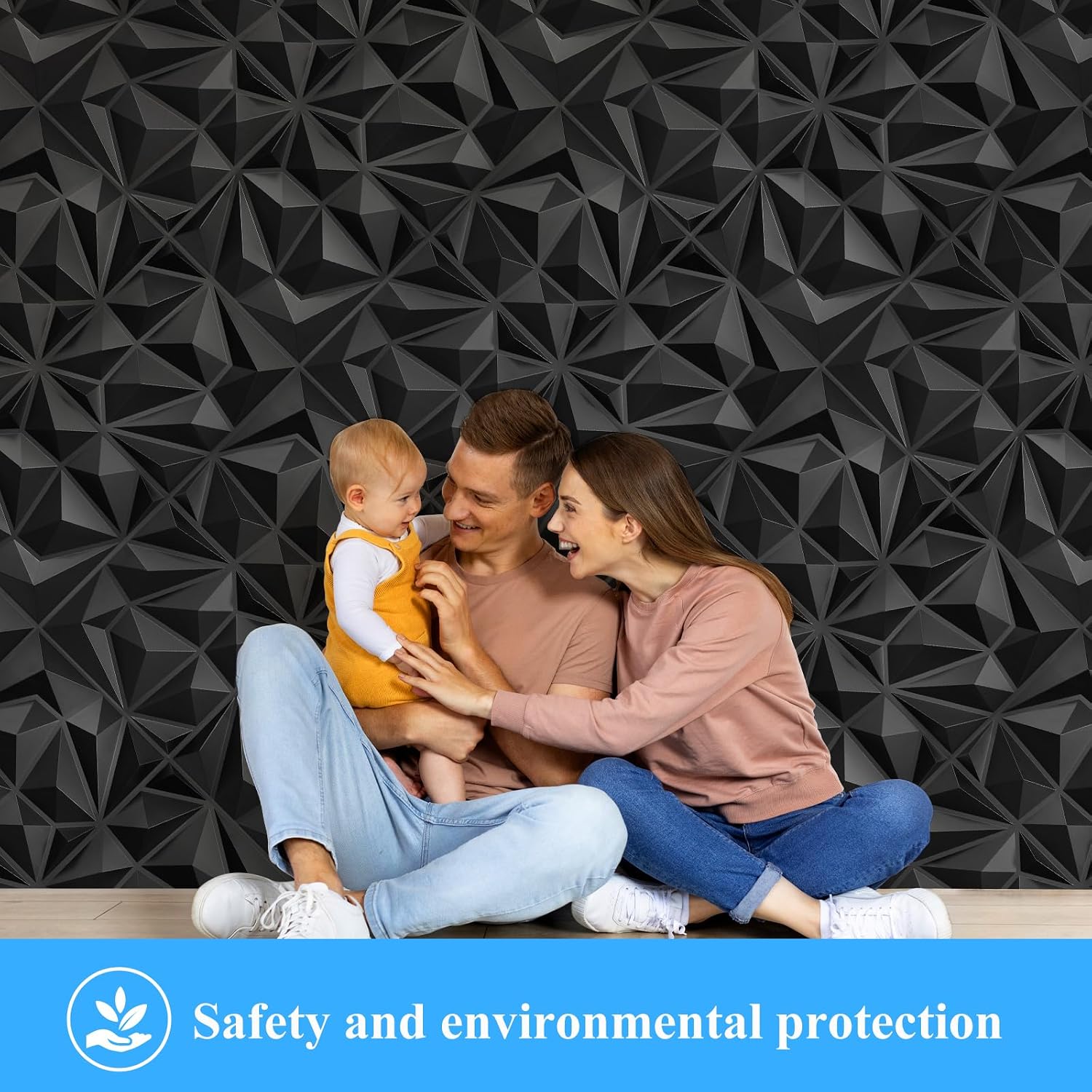 LEVOWAY 33 Pack Decorative 3D Wall Panels for Interior Wall Decor | 12''x12'' Black Diamond Design Accent Wall Panles