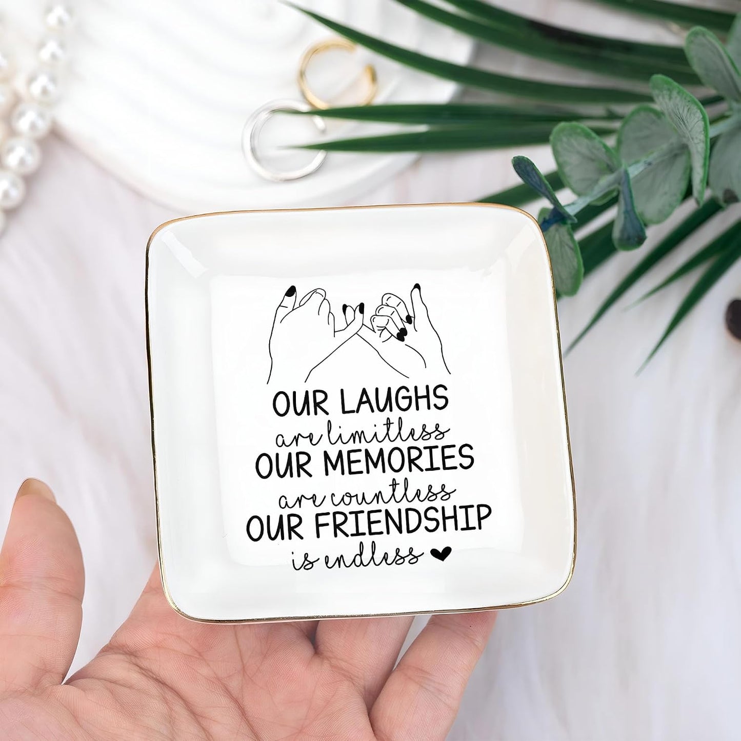 BFF 4" Ceramic Jewelry Tray / Pinky Promise Bestie