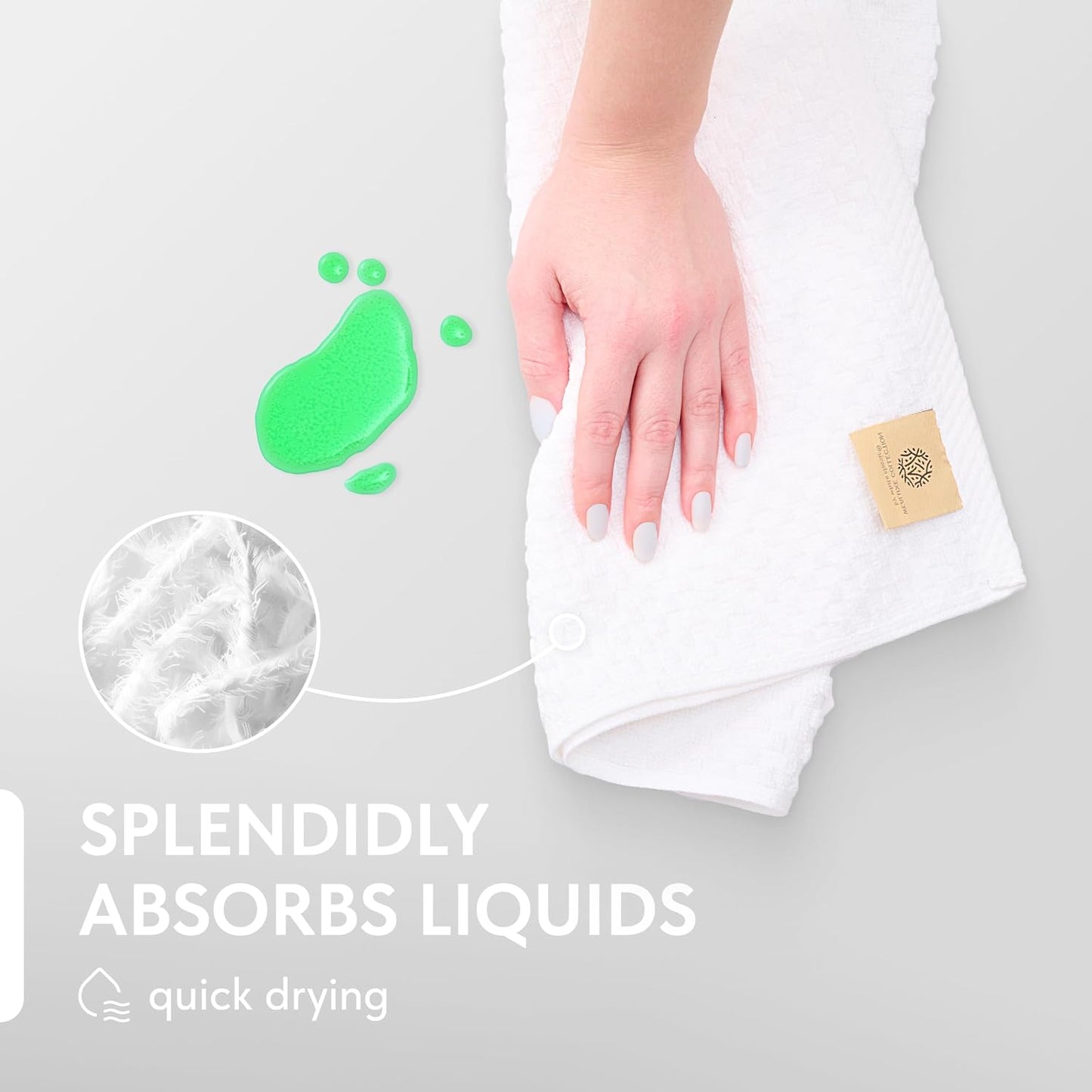 Super Absorbent Kitchen Towels 12 Pack - Premium 100% Cotton Kitchen Towels, 450GSM Thick Machine Washable White Dish