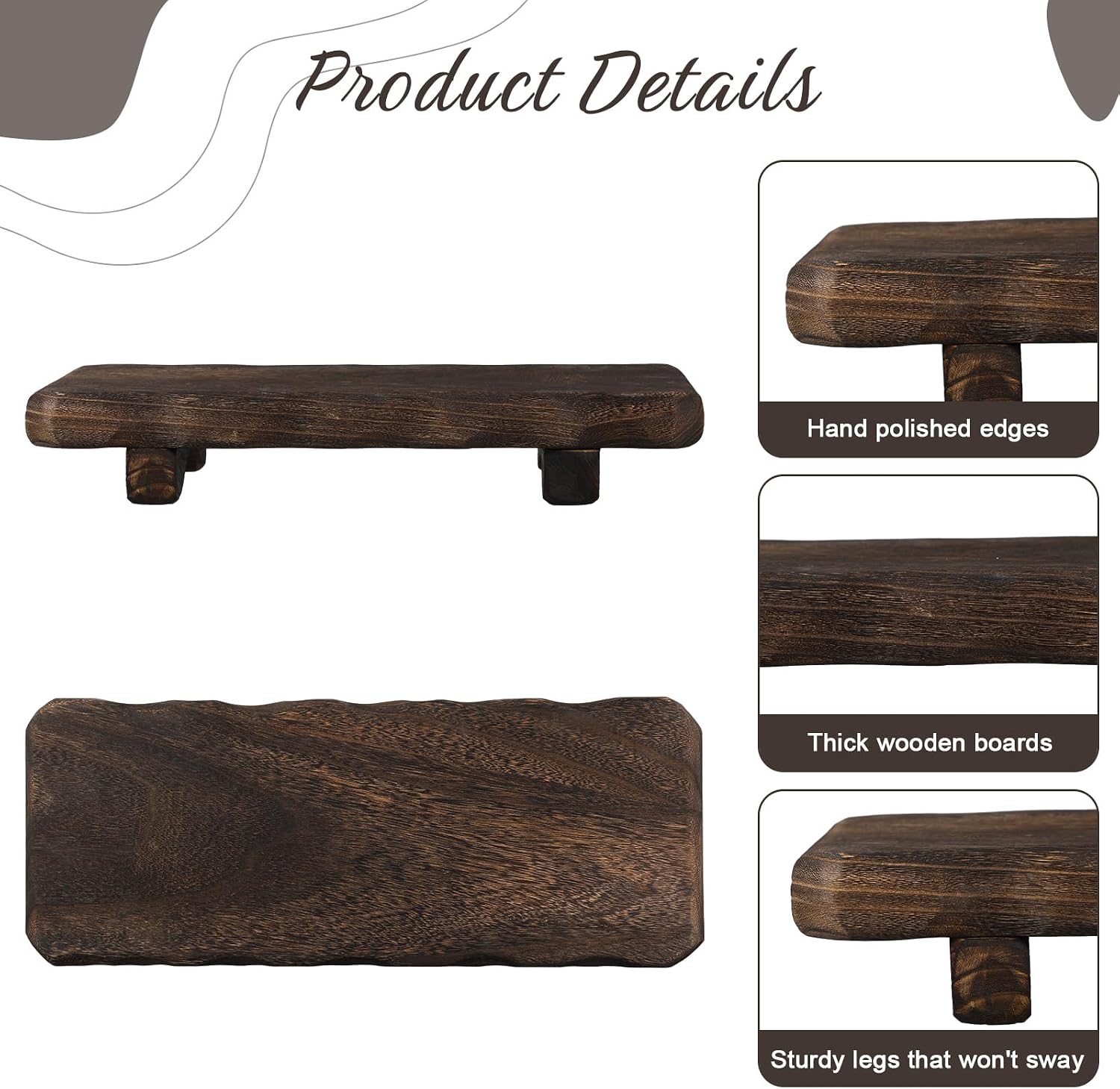 Decorative Found Wood Board Farmhouse Wood Riser Pedestal Stand / 22 x 9