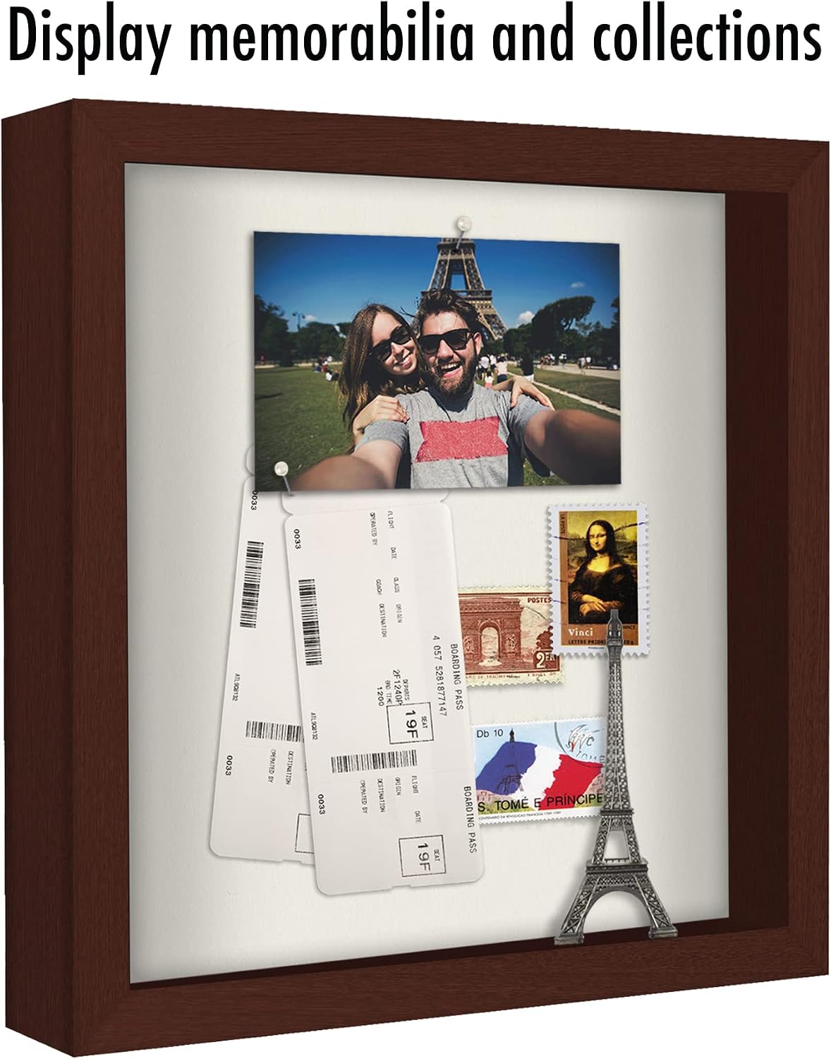 Americanflat 11x11 Shadow Box Frame - Engineered Wood - Mahogany | Shatter-resistant glass, 1.5 inch interior depth