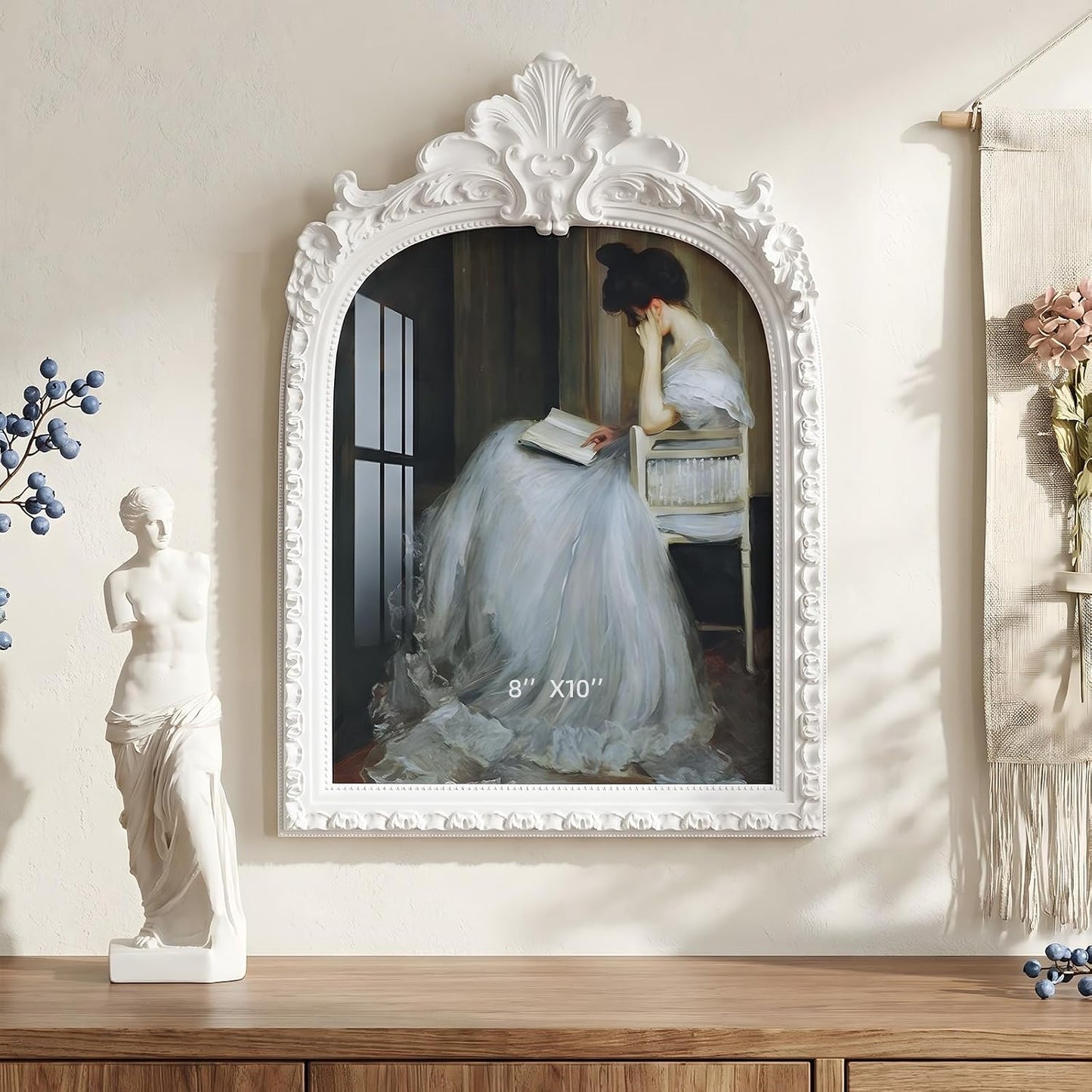 Vintage Ornate Resin Photo Frame / White Arch / 8 x 10
