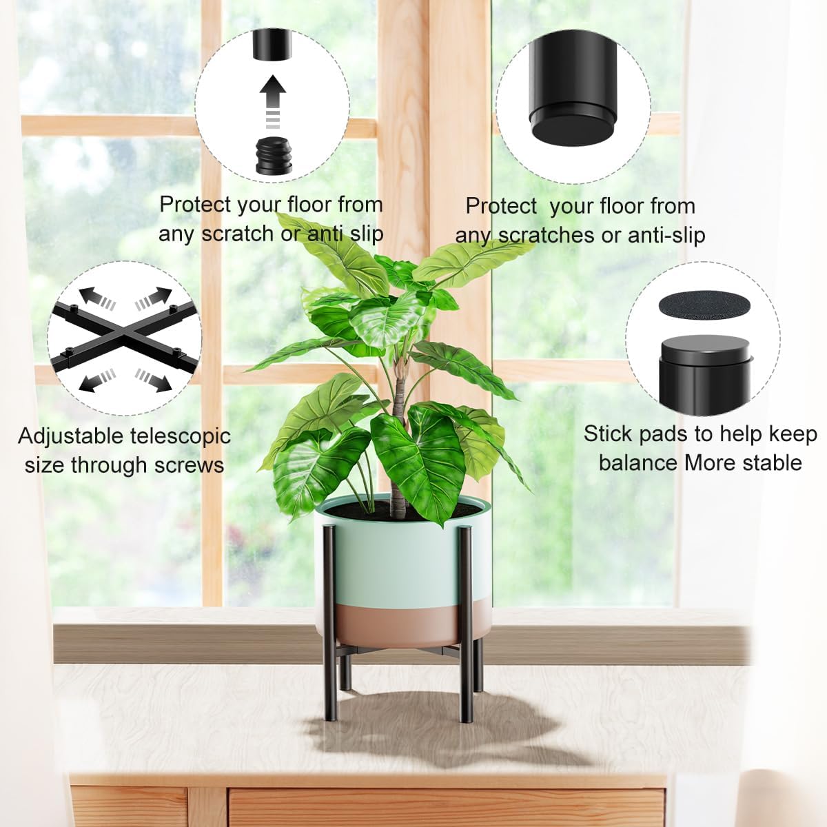 Plant Stand, Indoor Plant Stand Adjustable for 8 to12 inches Plant Pot, Metal Plant Stands For Indoor Plants Mid