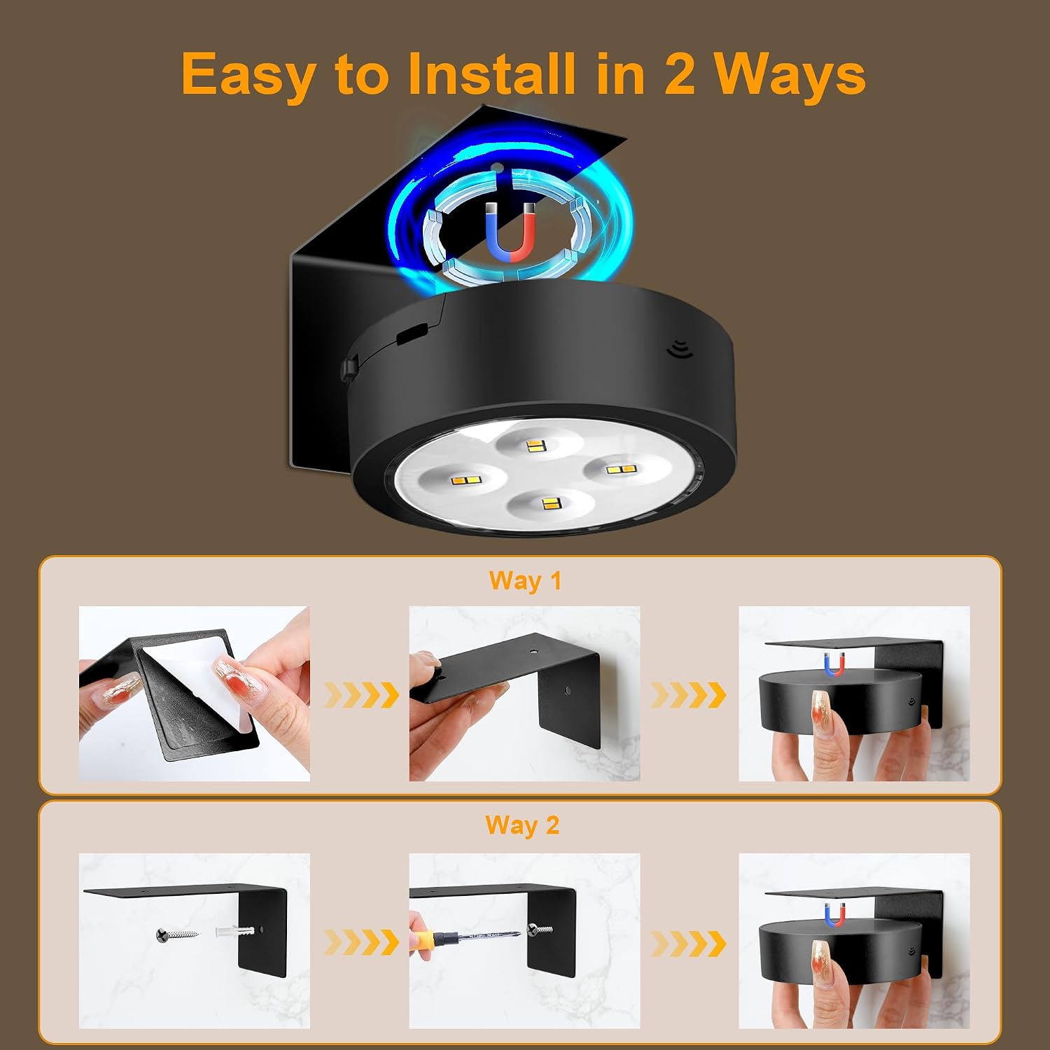 maylit 6 Pack Rechargeable Picture Lights for Wall | Magnetic Wireless Art Lights with Remote, Dimming and Timer for