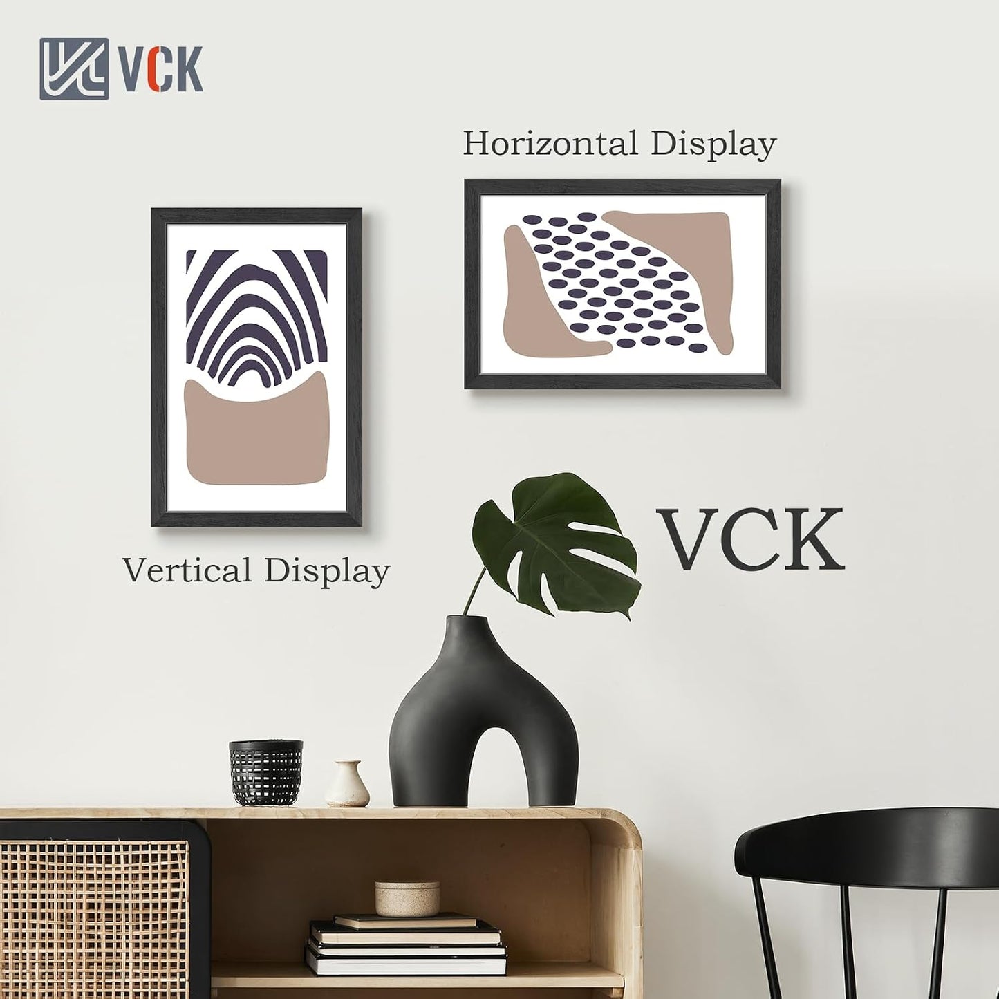 VCK 14x22 Picture Frame Set of 3, Black Woodgrain, Wall Hanging | Wide Border, Exclusive Woodgrain, Shatterproof
