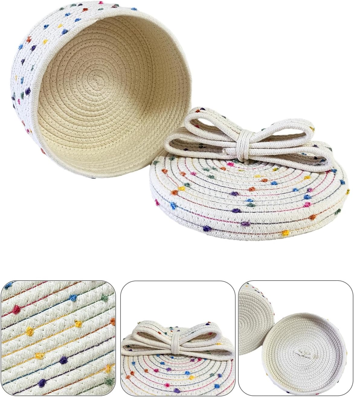 Small Woven Storage Baskets / Rainbow / S+L