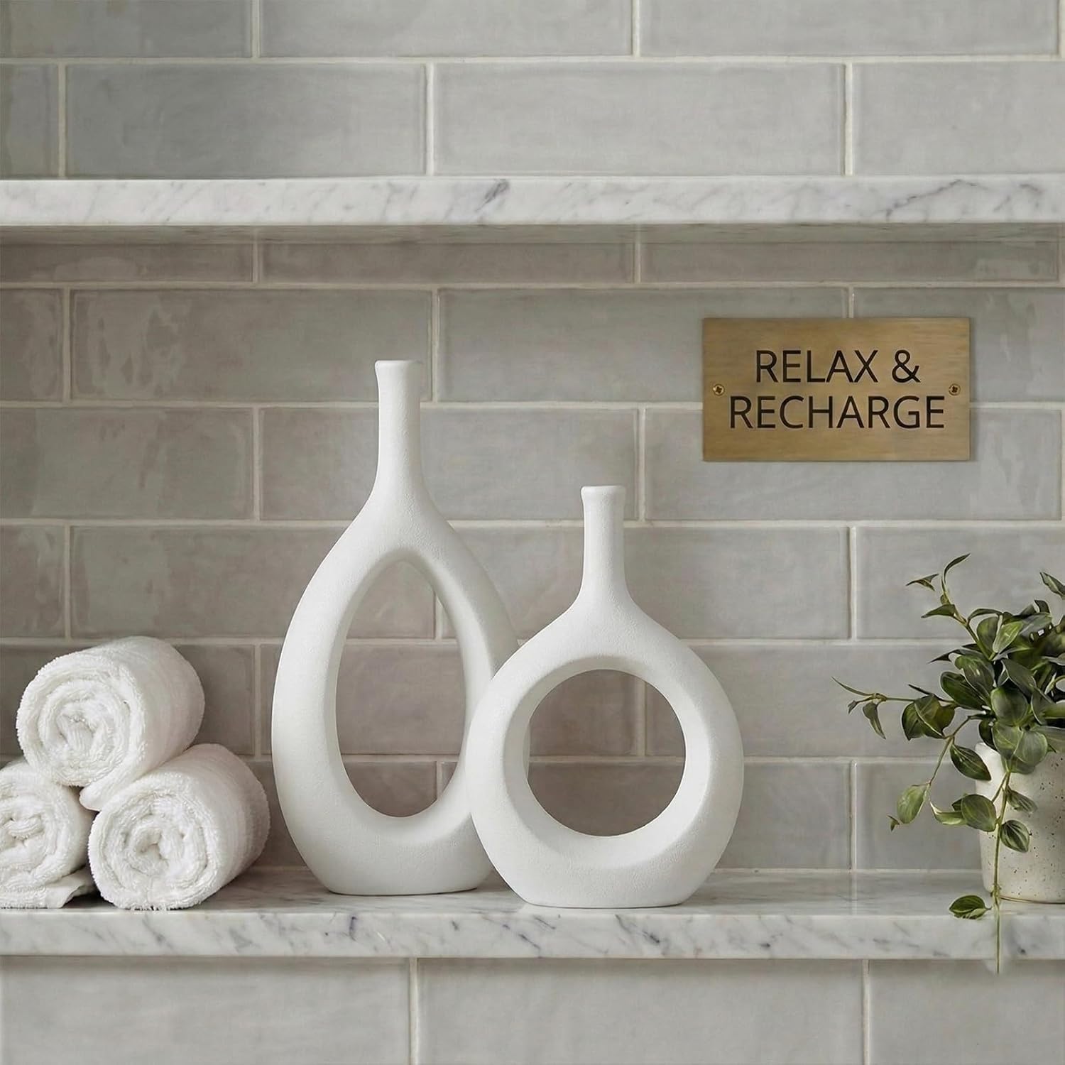 Boho Circle Vase / White / Set of 2