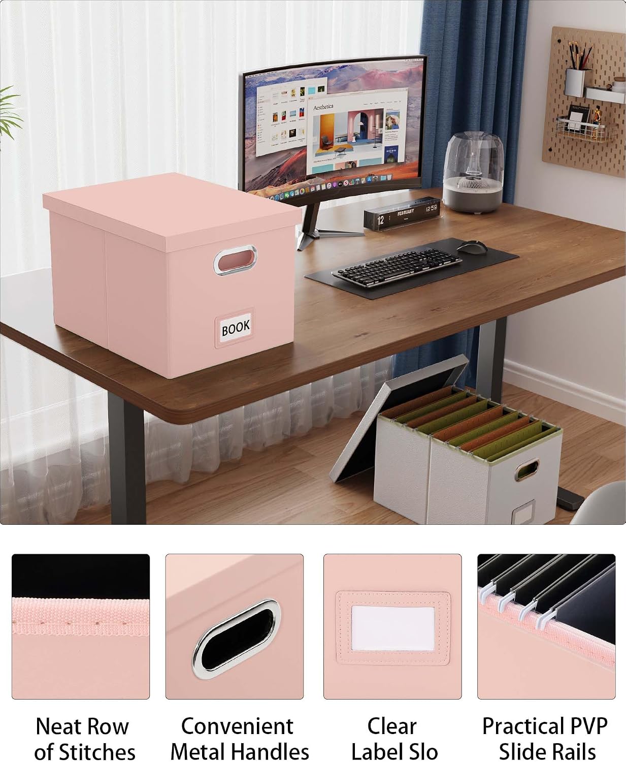 File Organizer Box / Cream-pink