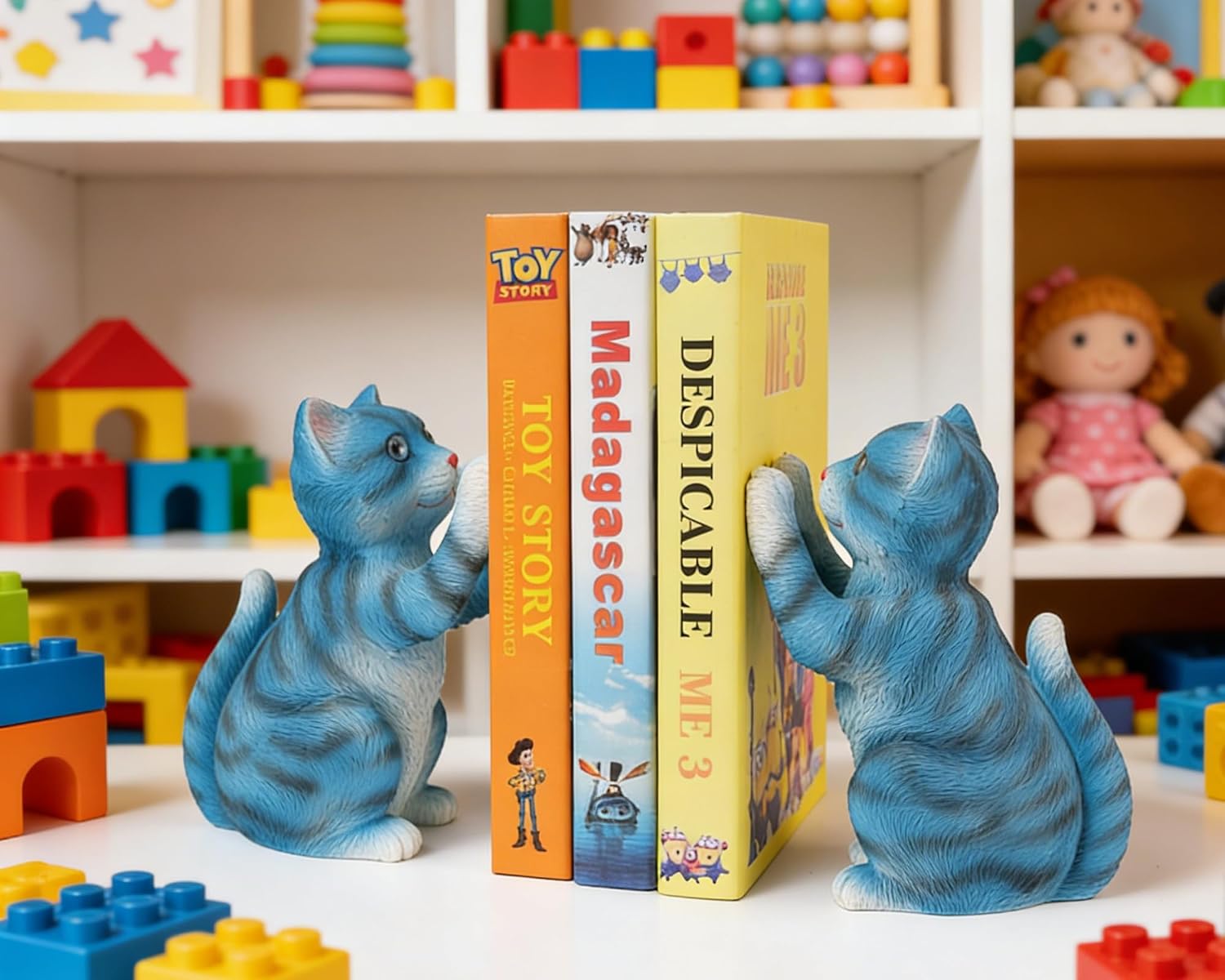 Cat Bookends / Heavy Duty Bookends / Blue