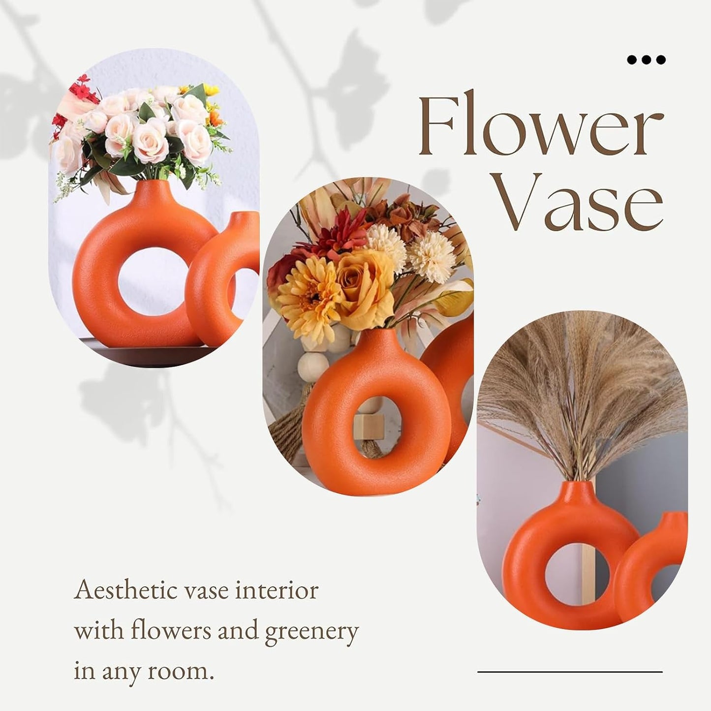 Ceramic Vase / Orange / Donut / Set of 2