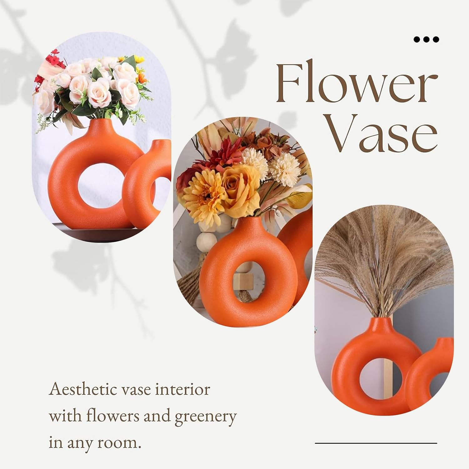 Ceramic Vase / Orange / Donut / Set of 2