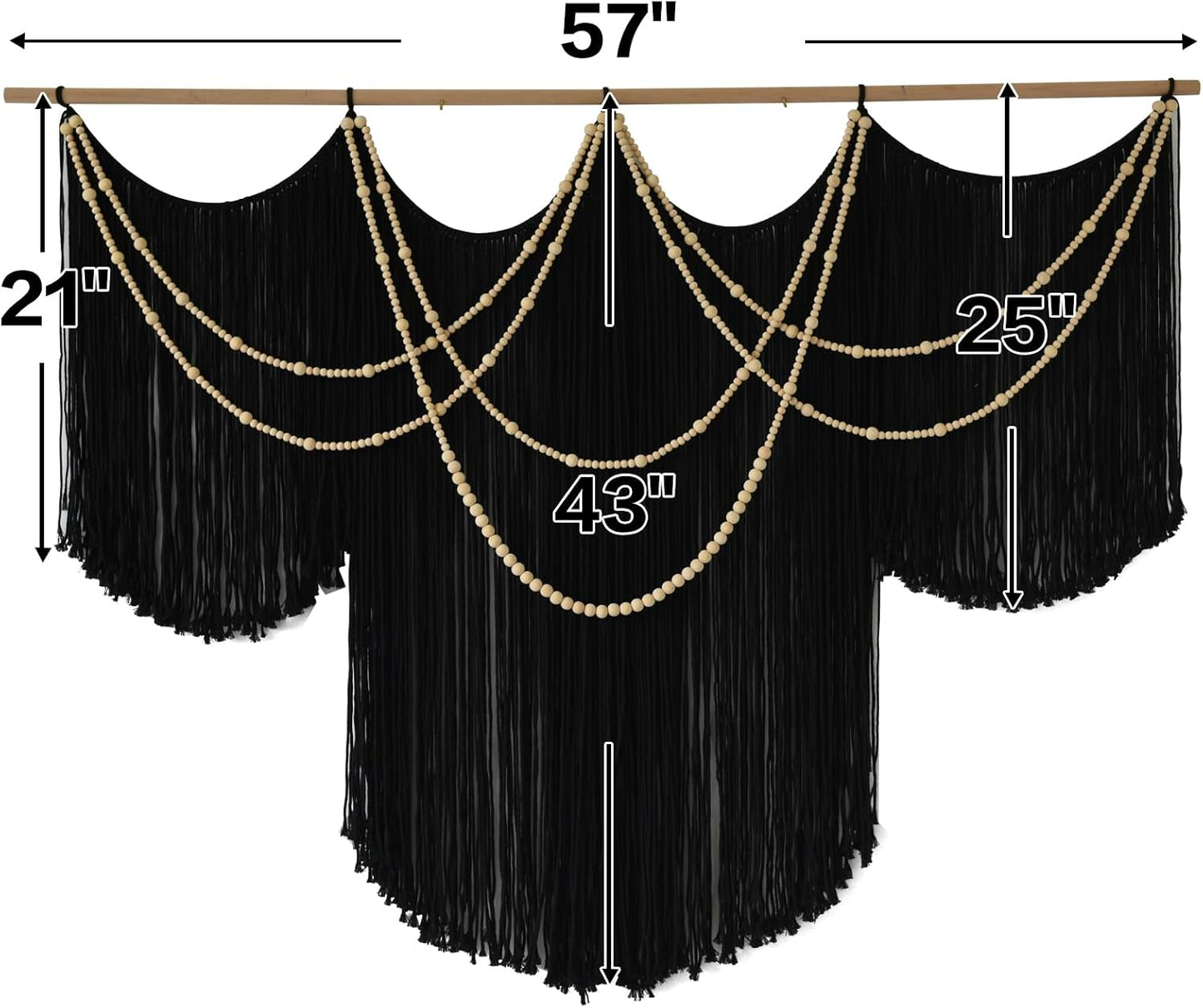 Macrame Wall Hanging Yarn Tapestry Home Decor Large Fiber Wall Art Living Room / Black1 / Black