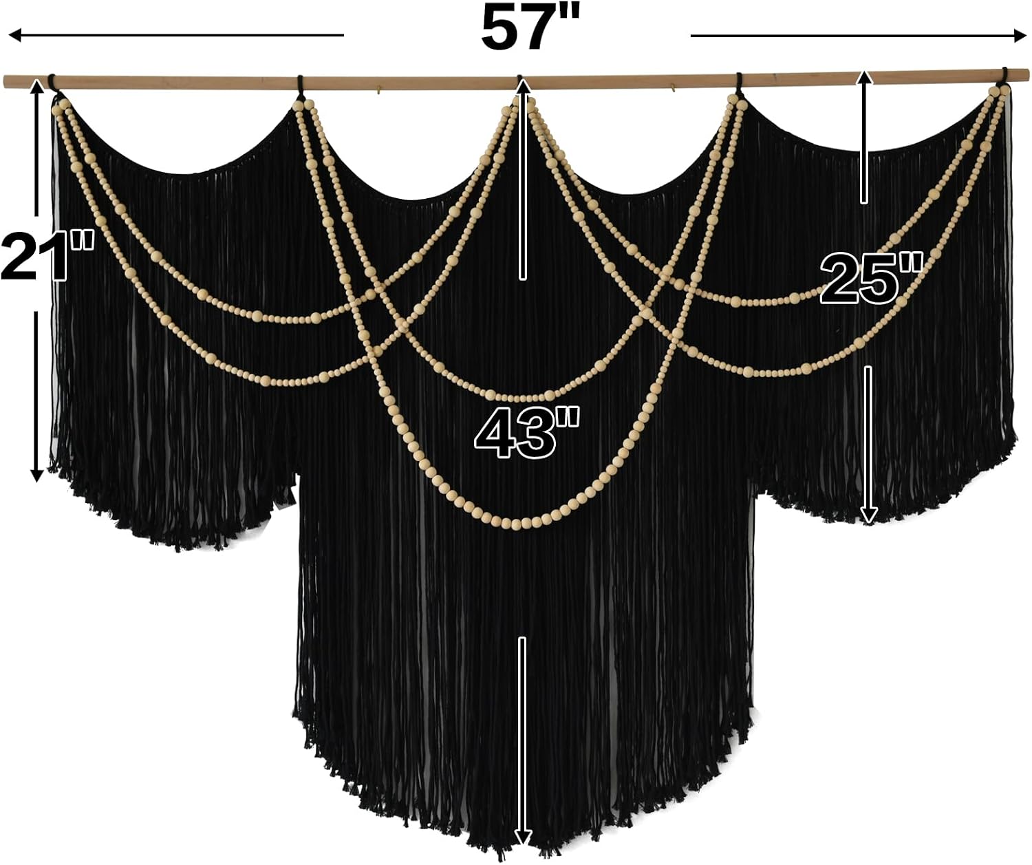 Macrame Wall Hanging Yarn Tapestry Home Decor Large Fiber Wall Art Living Room / Black1 / Black