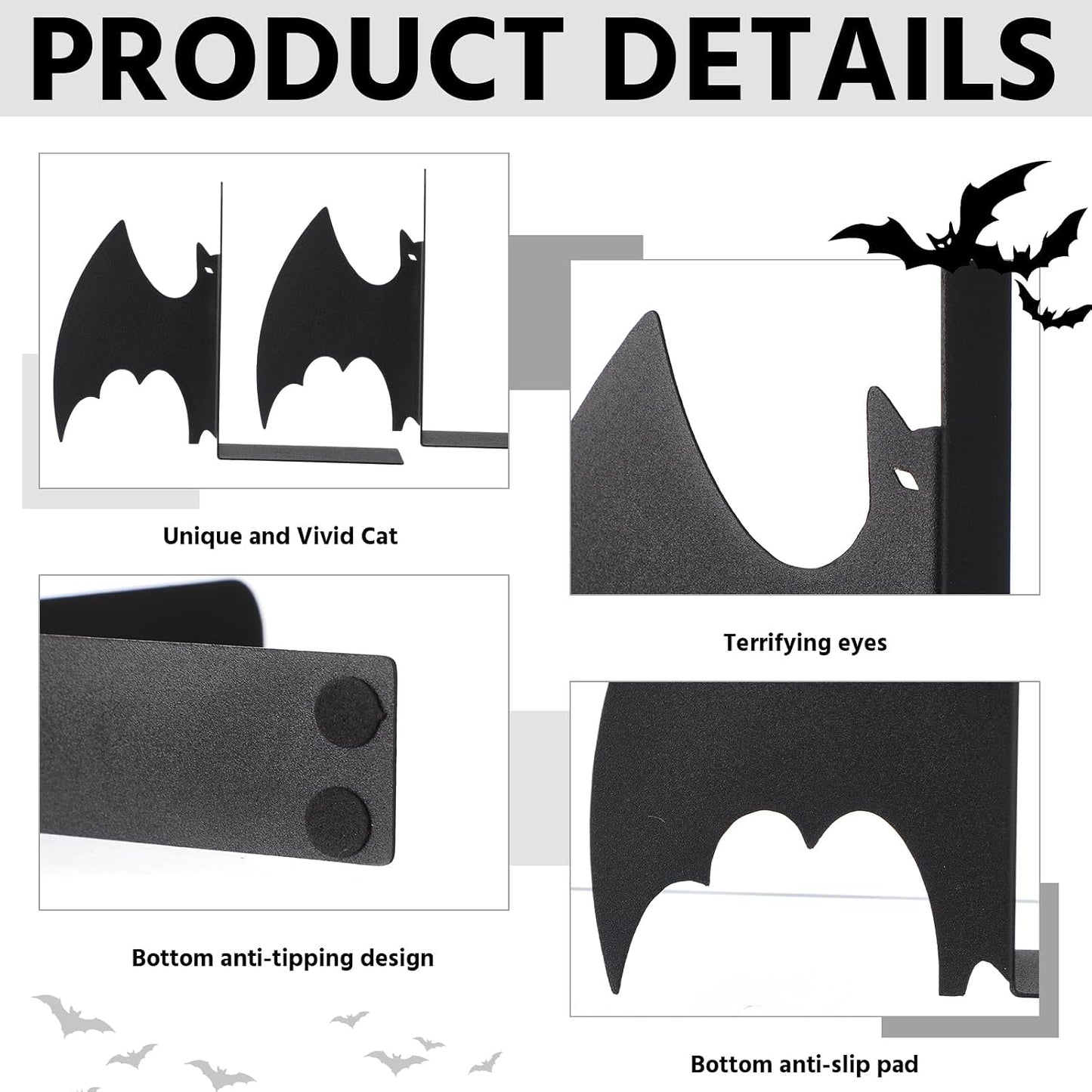 Metal Bookends Styles Gothic Book Ends / Bat / Set of 2