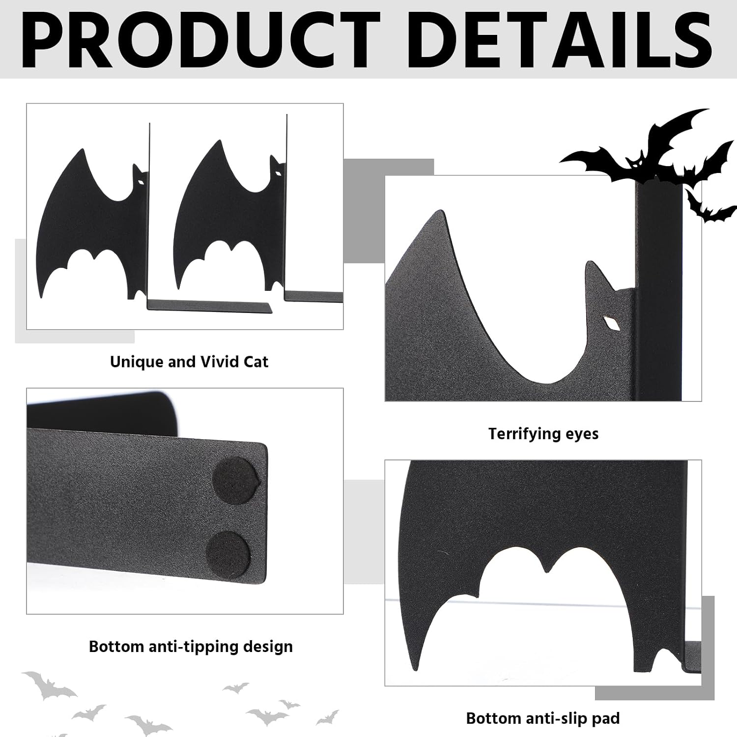 Metal Bookends Styles Gothic Book Ends / Bat / Set of 2