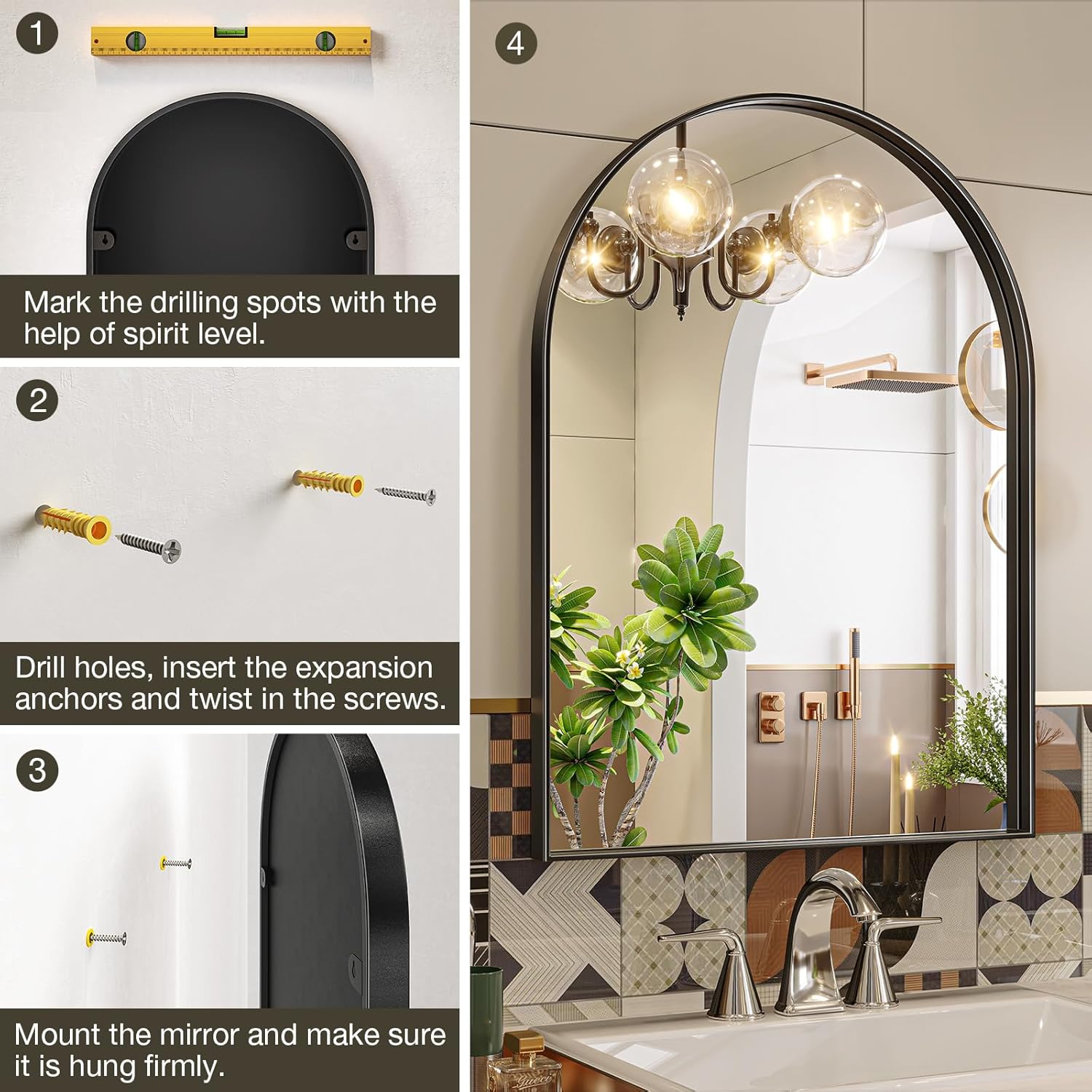 Metal Frame Bathroom Mirror / Black / 32"L x 24"W / 23.9 x 31.9