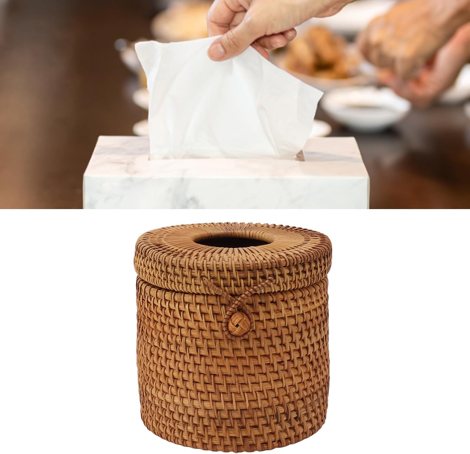 Rattan Tissue Box Cover / Cylinder