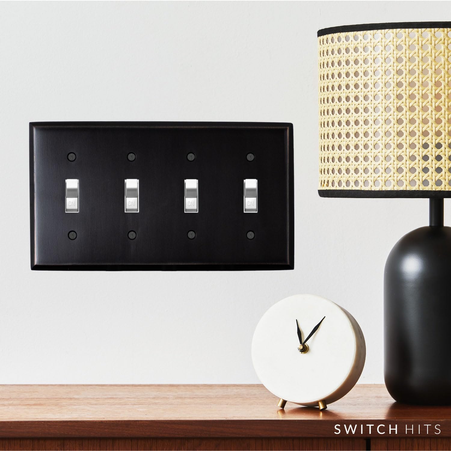 Quad Light Switch Plate GFCI Decorative Wall Plate Outlet Cover | 4 Toggle Oil Rubbed Bronze Electrical Faceplate